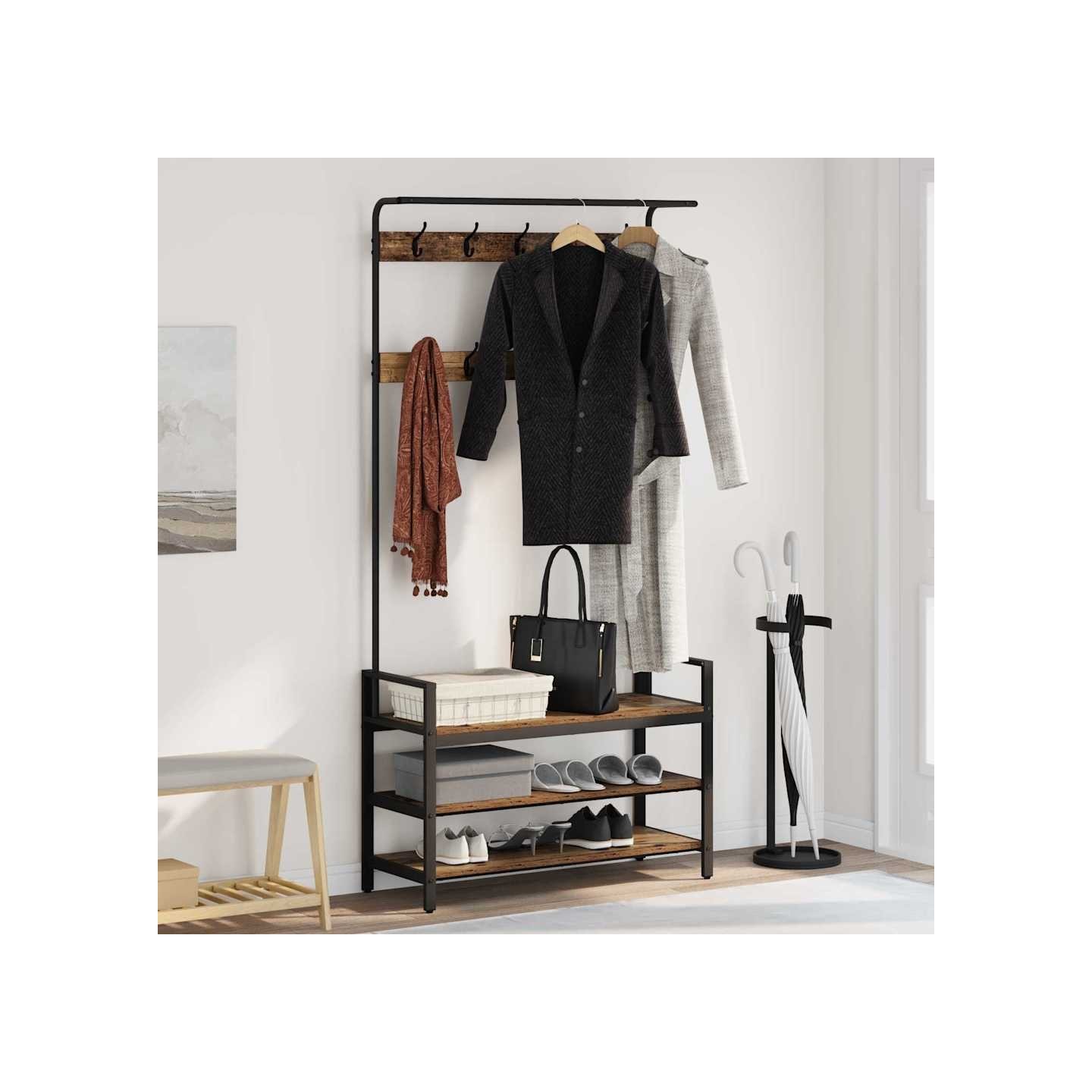 Porte-manteau Bois ancien 95 x 34 x 184 cm Bois d'ingénierie