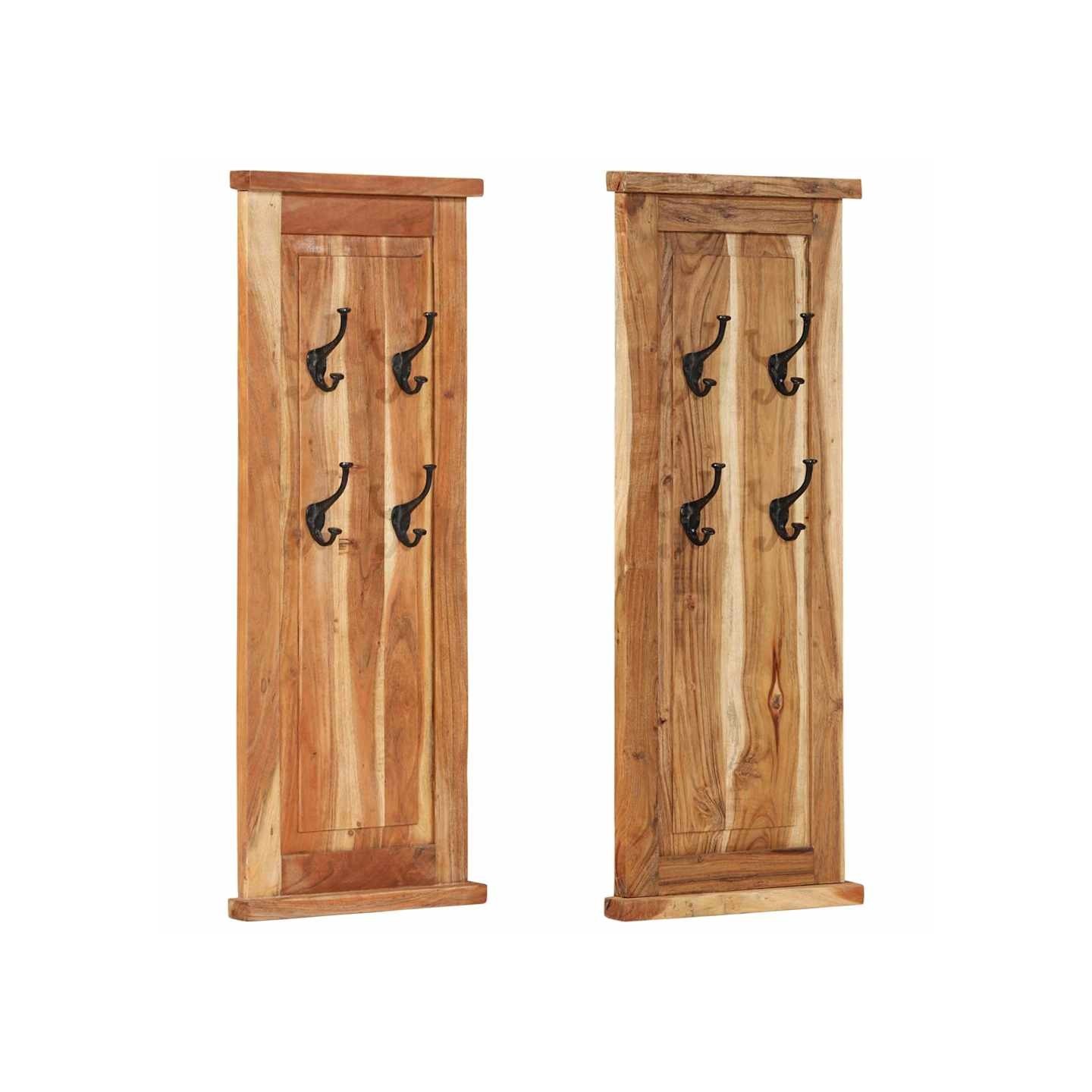 Porte-manteaux 2 pcs Bois massif d'acacia 38x100 cm