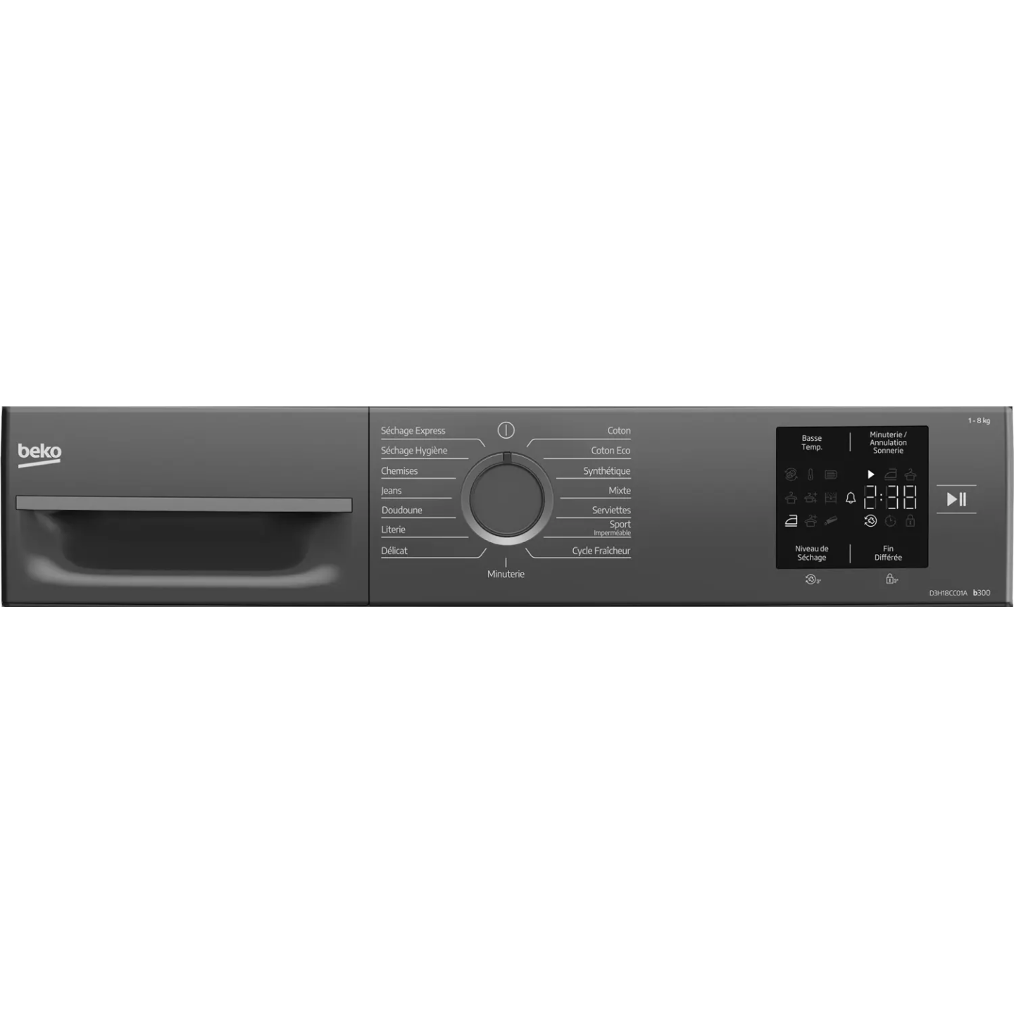 Sèche-linge pompe à chaleur Beko D3H18CC01A 8 kg noir | Nimestore