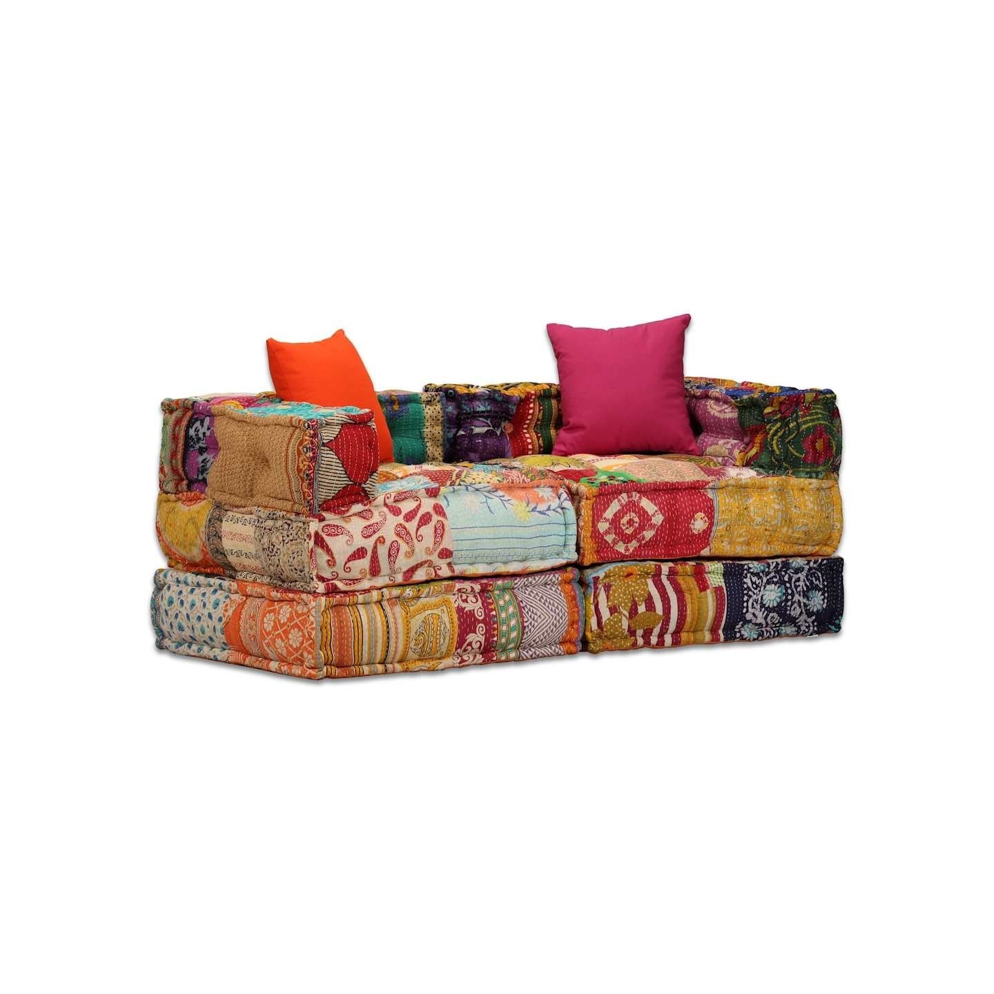 Pouf modulaire à 2 places Patchwork Tissu