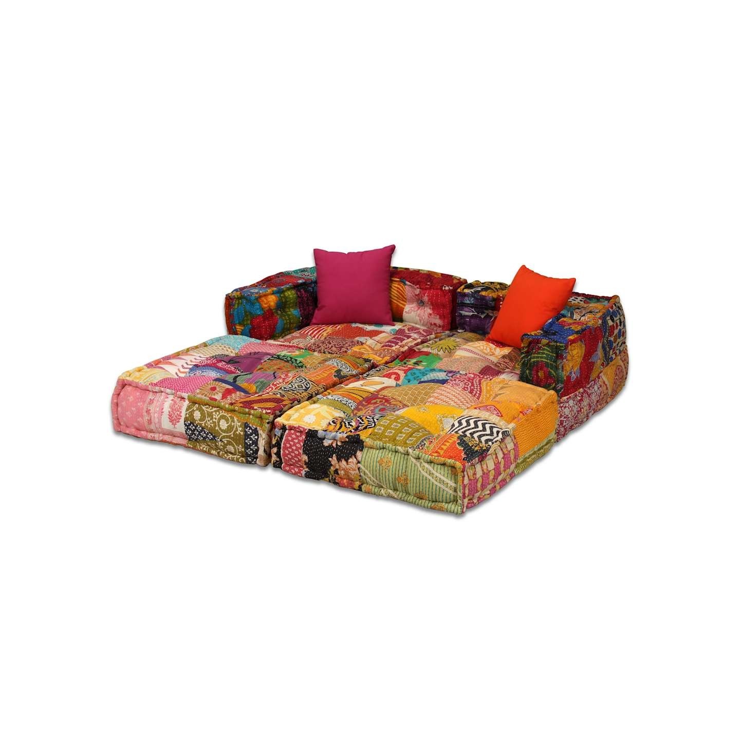 Pouf modulaire à 2 places Patchwork Tissu