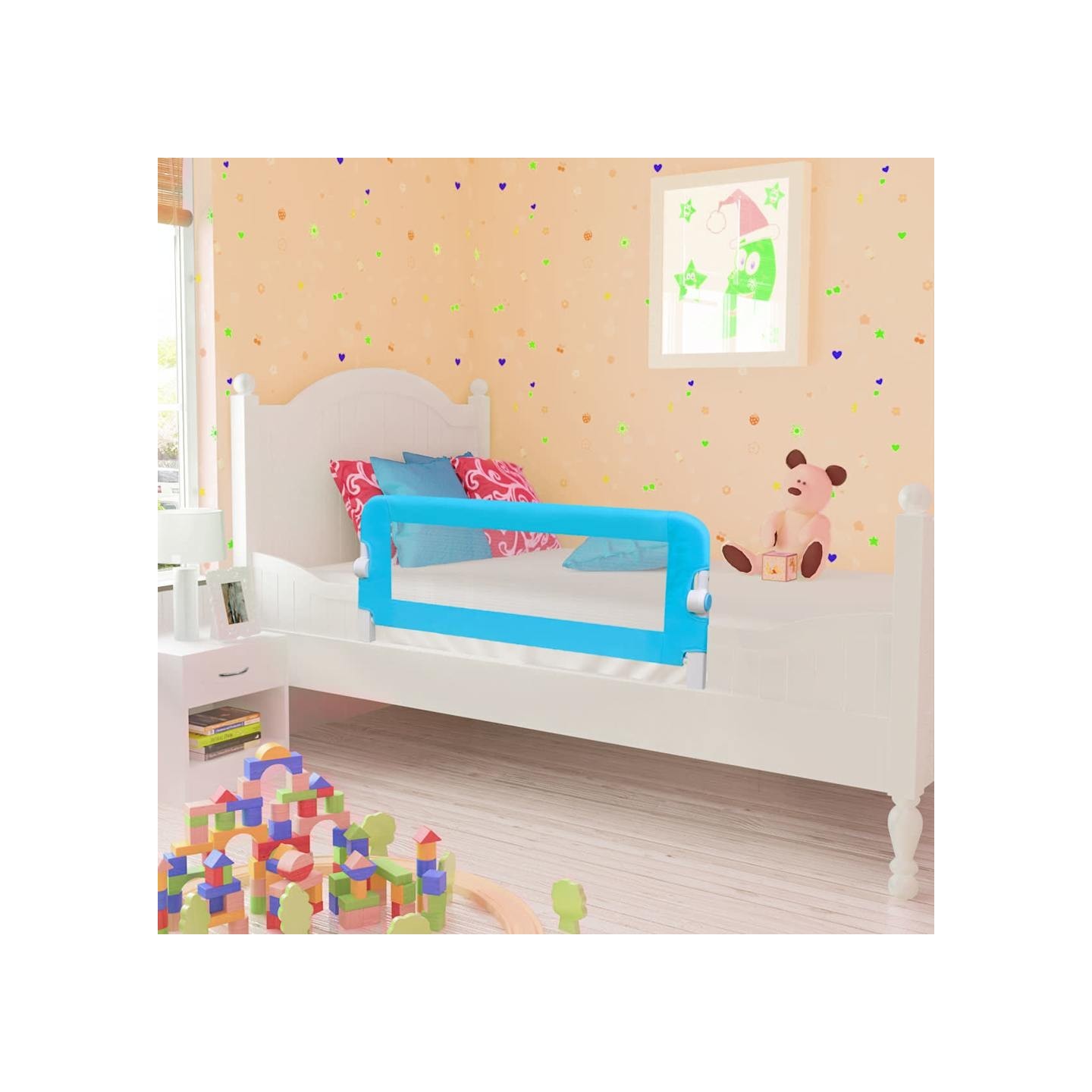 Barrière de lit pour enfants 102x42 cm Bleu