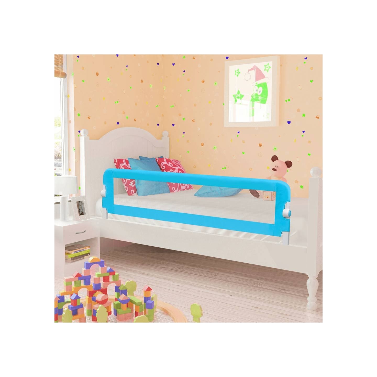 Barrière de lit pour enfants 150x42 cm Bleu