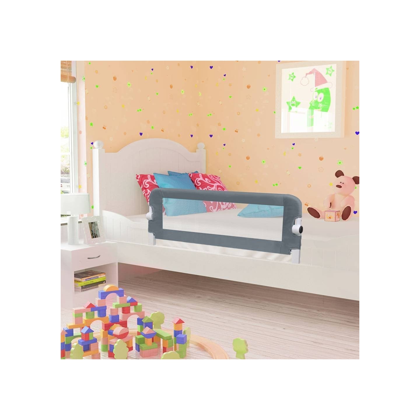 Barrière de lit enfant Gris 102x42 cm Polyester