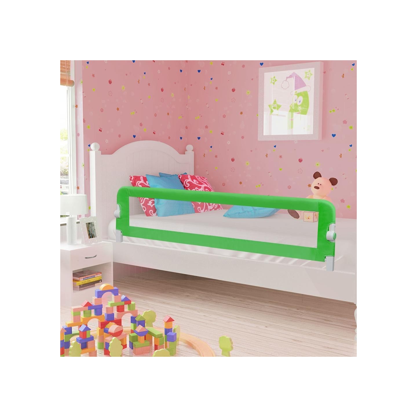 Barrière de sécurité de lit d'enfant Vert 180x42 cm Polyester