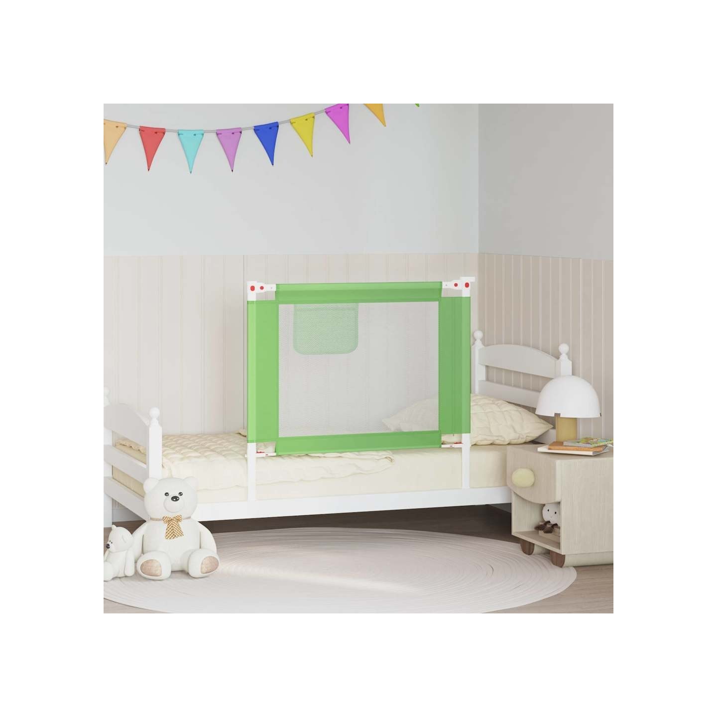 Barrière de sécurité de lit enfant Vert 90x25 cm Tissu