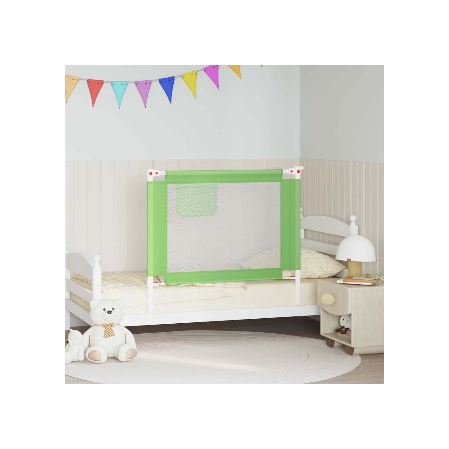 Barrière de sécurité de lit d'enfant Vert 100x25 cm Tissu