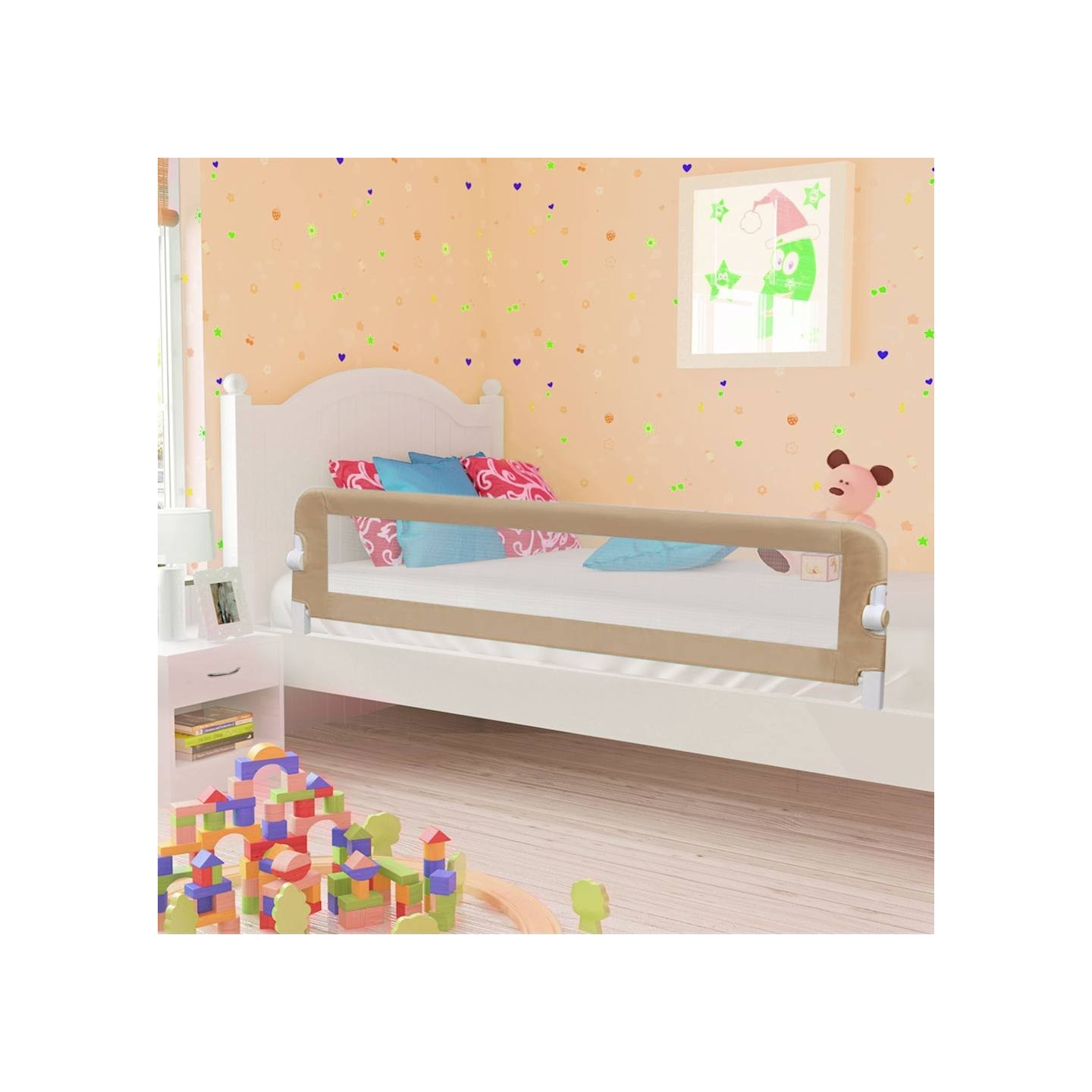 Barrière de sécurité de lit d'enfant Taupe 180x42 cm Polyester