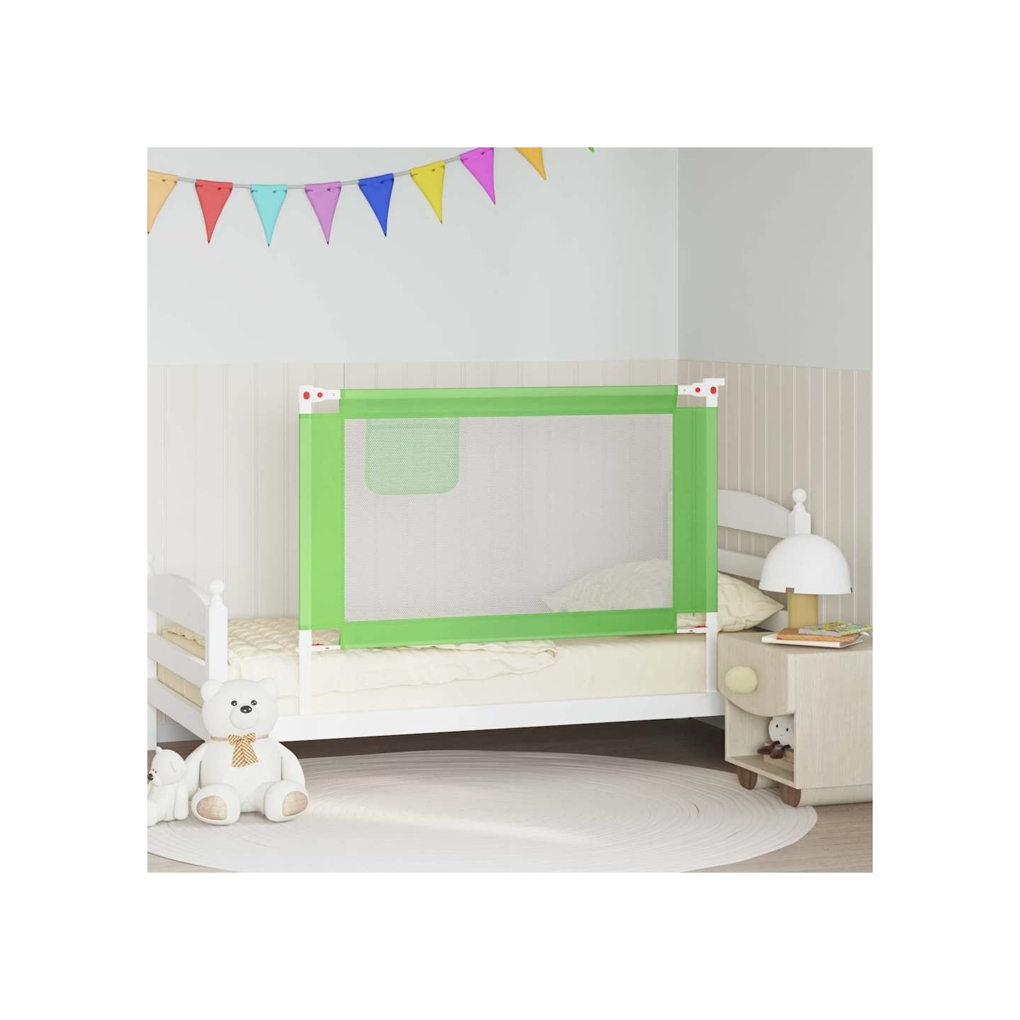 Barrière de sécurité de lit d'enfant Vert 120x25 cm Tissu