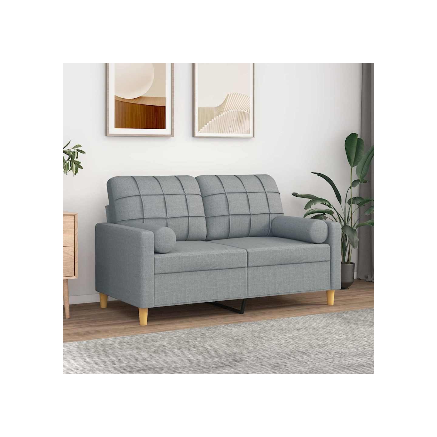 Oreillers décoratifs lot de 2 Gris clair Ø15x50 cm Tissu