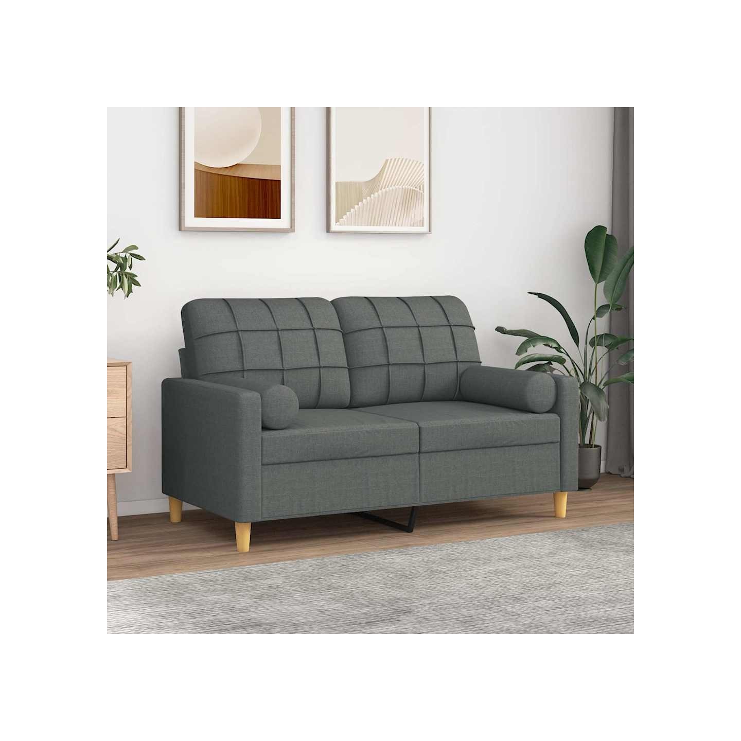 Coussins décoratifs lot de 2 Gris foncé Ø15x50 cm Tissu