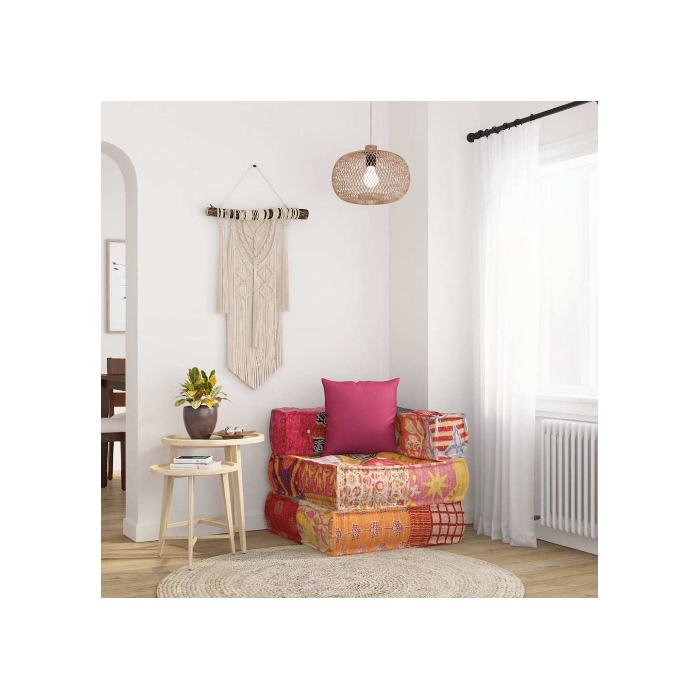 Pouf modulaire avec oreiller Patchwork Tissu