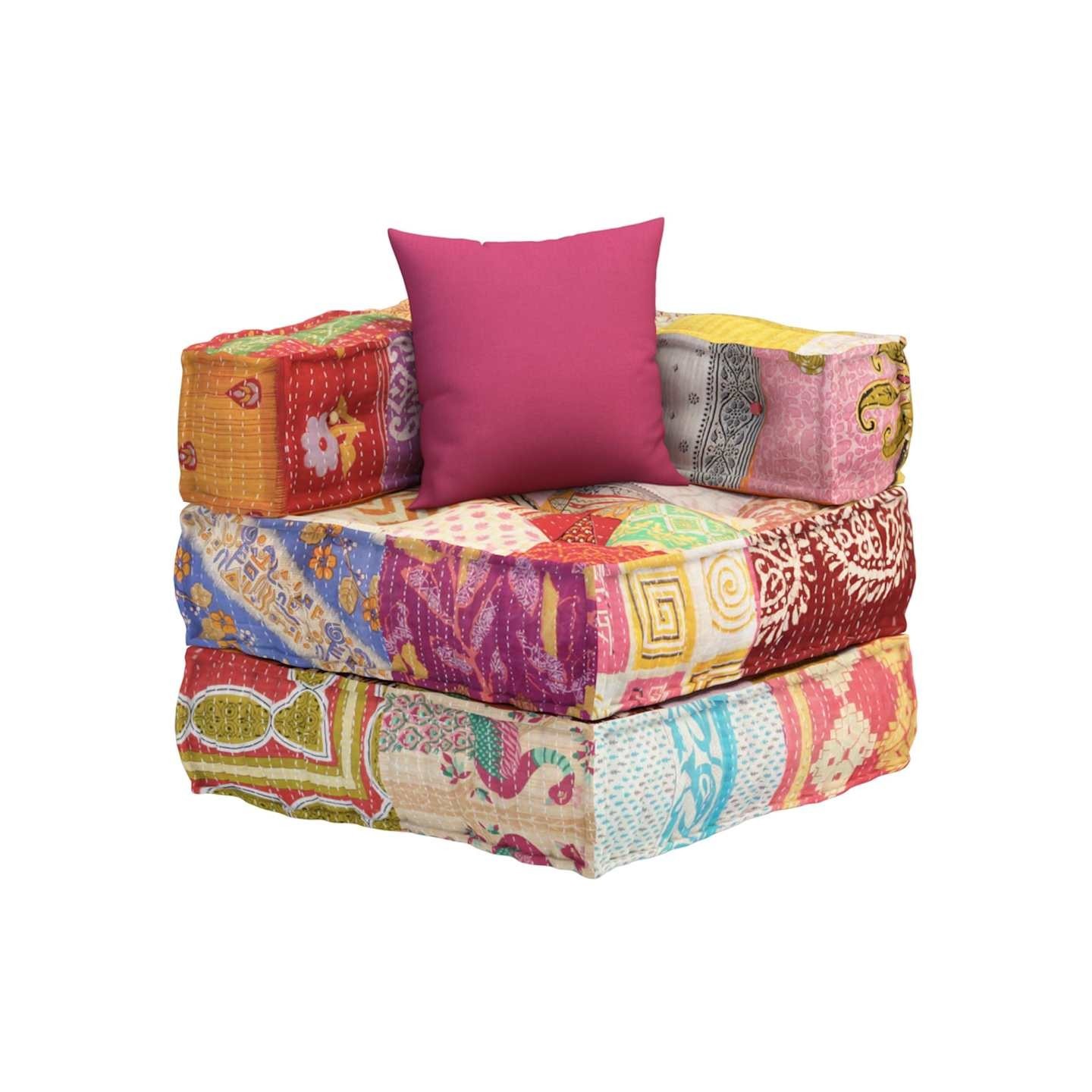 Pouf modulaire avec oreiller Patchwork Tissu