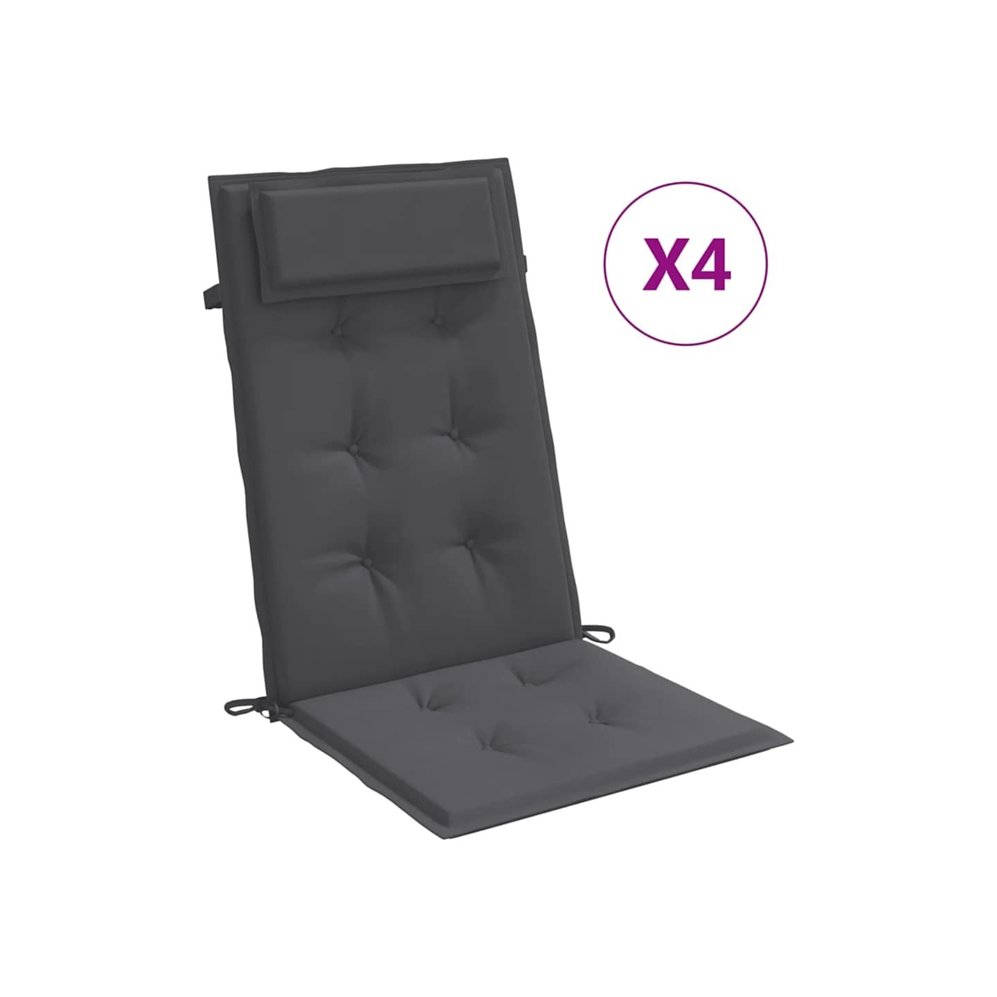 Coussins de chaise à dossier haut lot de 4 anthracite