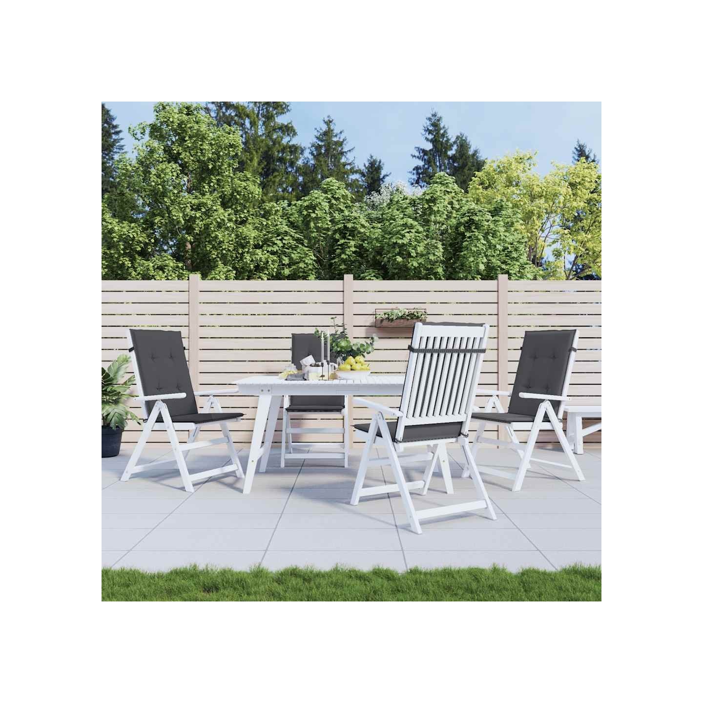 Coussins de chaise de jardin à dossier haut lot de 4 anthracite