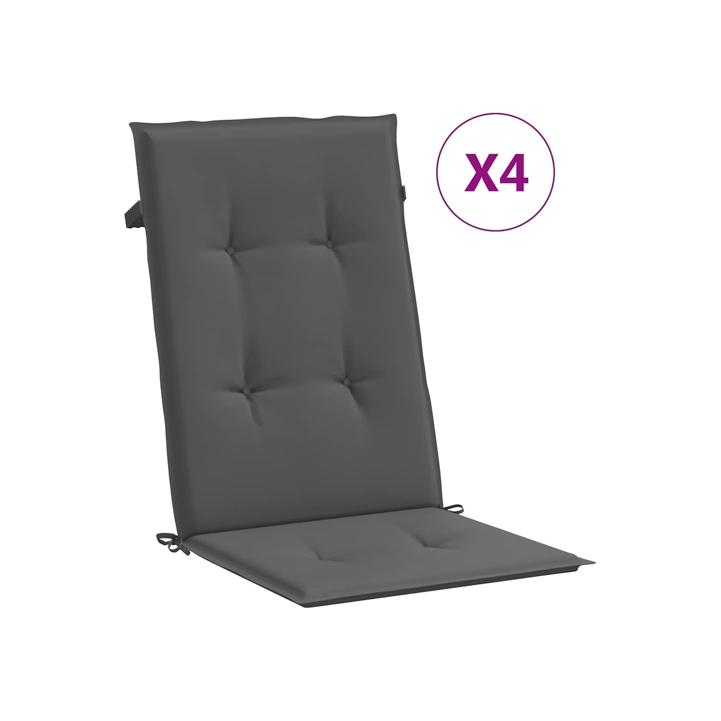 Coussins de chaise de jardin à dossier haut lot de 4 anthracite