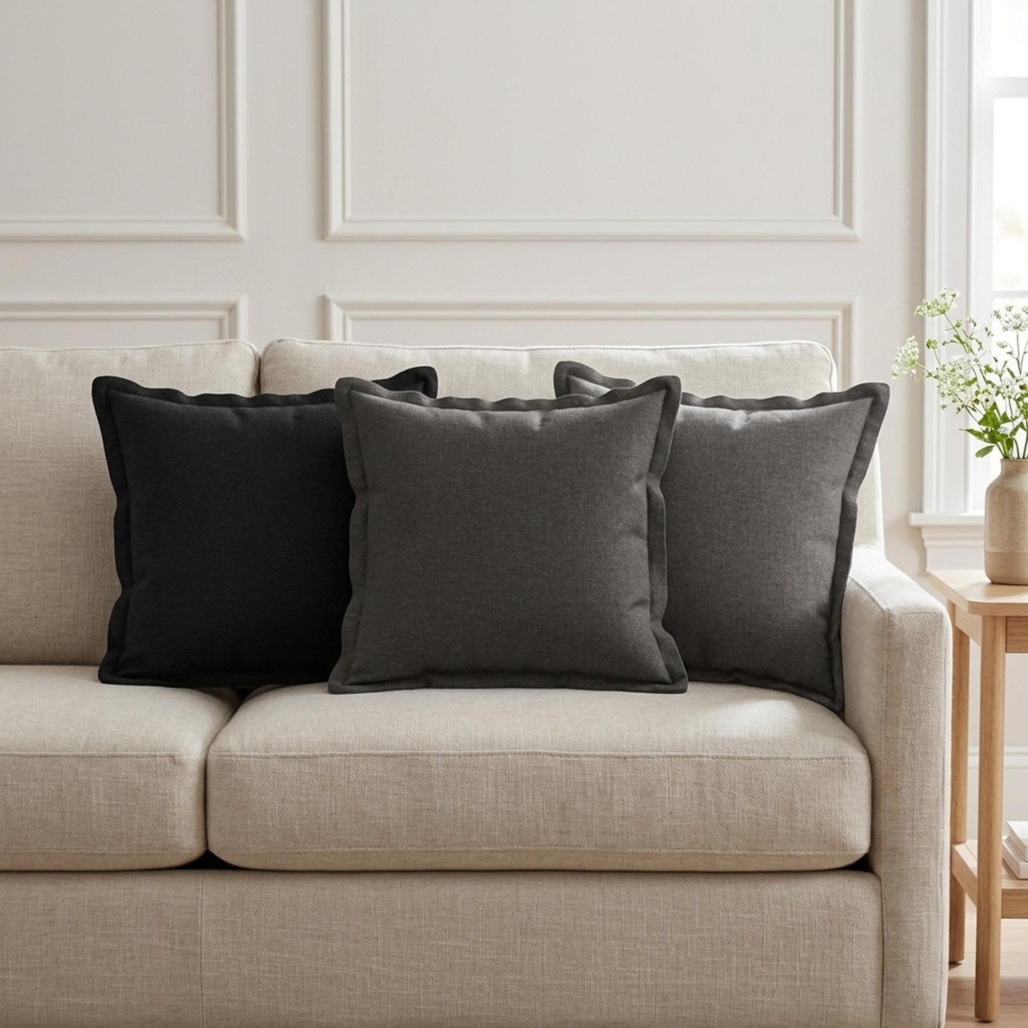 Coussin HOUTEN 2 pièces Gris foncé Lin synthétique