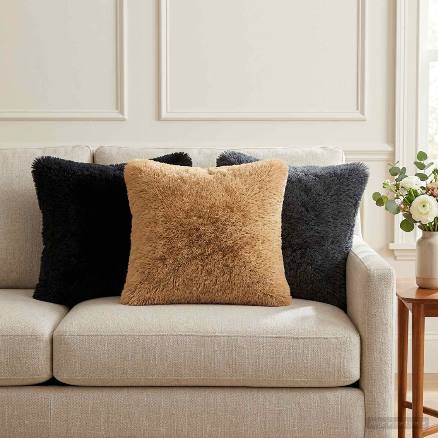 Coussin 2 pc HEERLEN Noir 50 x 50 cm Fleece PV