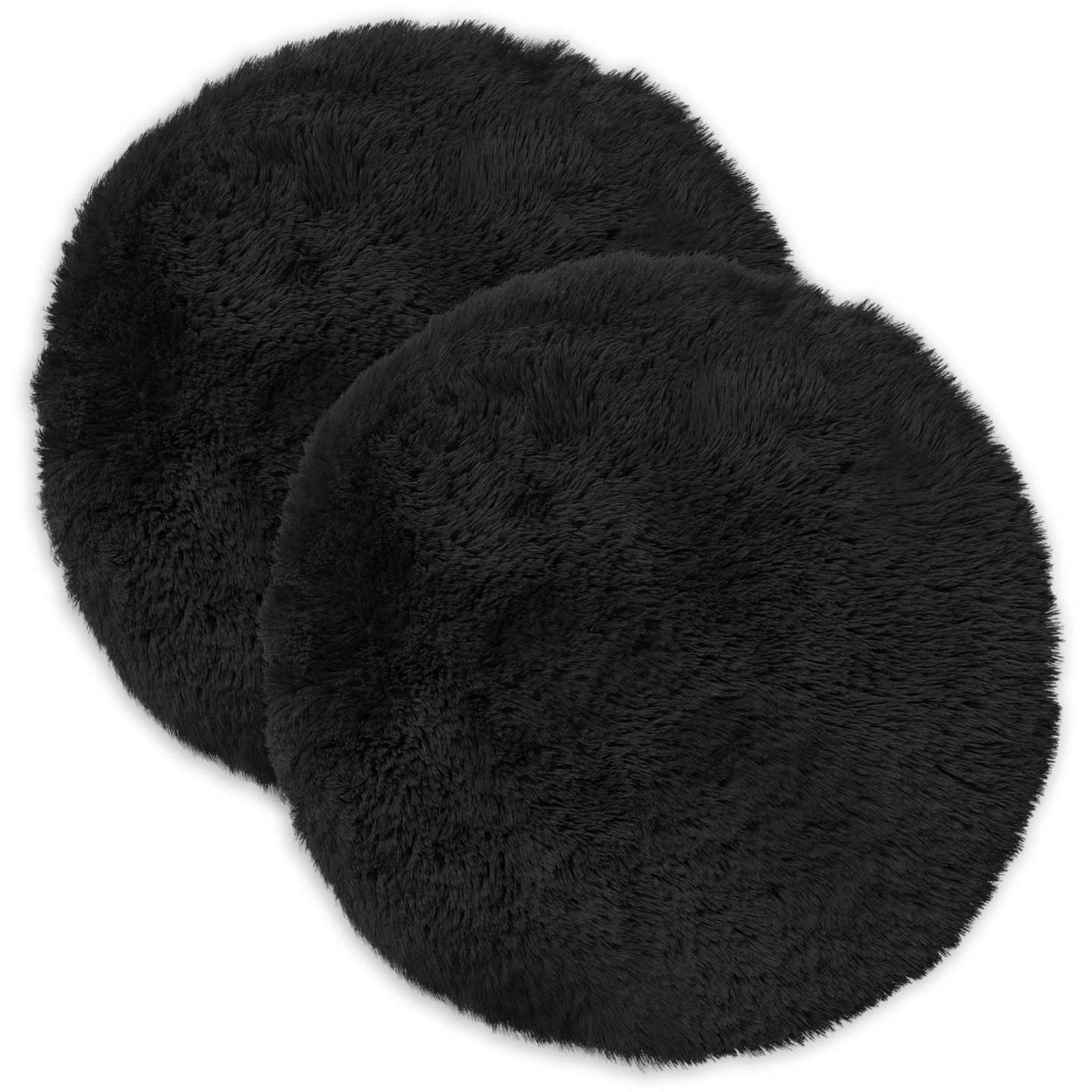 Coussin 2 pc HEERLEN Noir Ø 40 cm Fleece PV