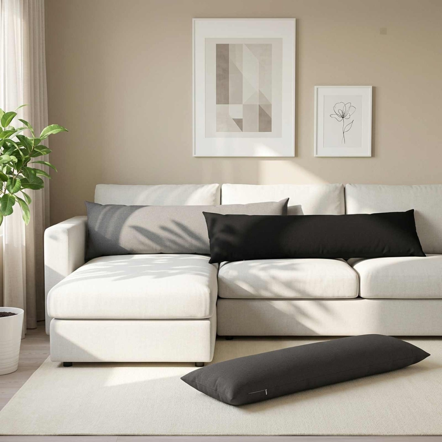 Coussin avec oreiller HEERLEN Noir 40 x 145 cm Tissu