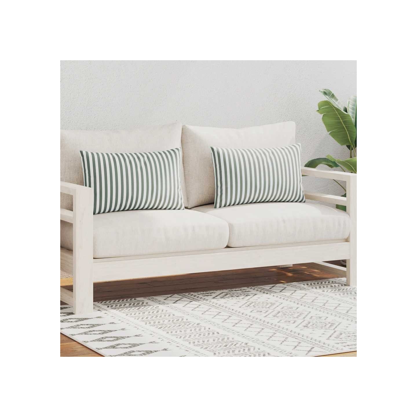 Oreiller d'extérieur lot de 2 Impression rayure 60 x 40 cm Gris