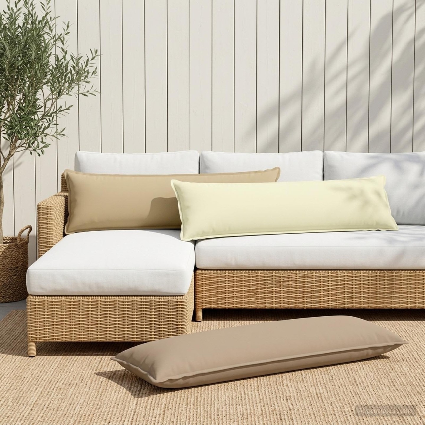 Coussin avec oreiller HOUTEN Crème 40 x 145 cm Polyester