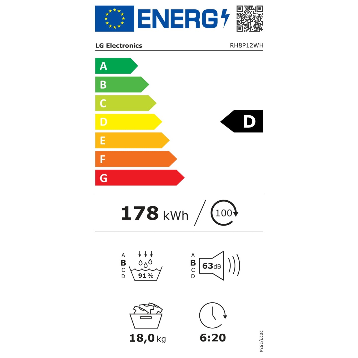 Sèche-linge pompe à chaleur LG RH8P12WH 18 kg Wi-Fi | Nimestore