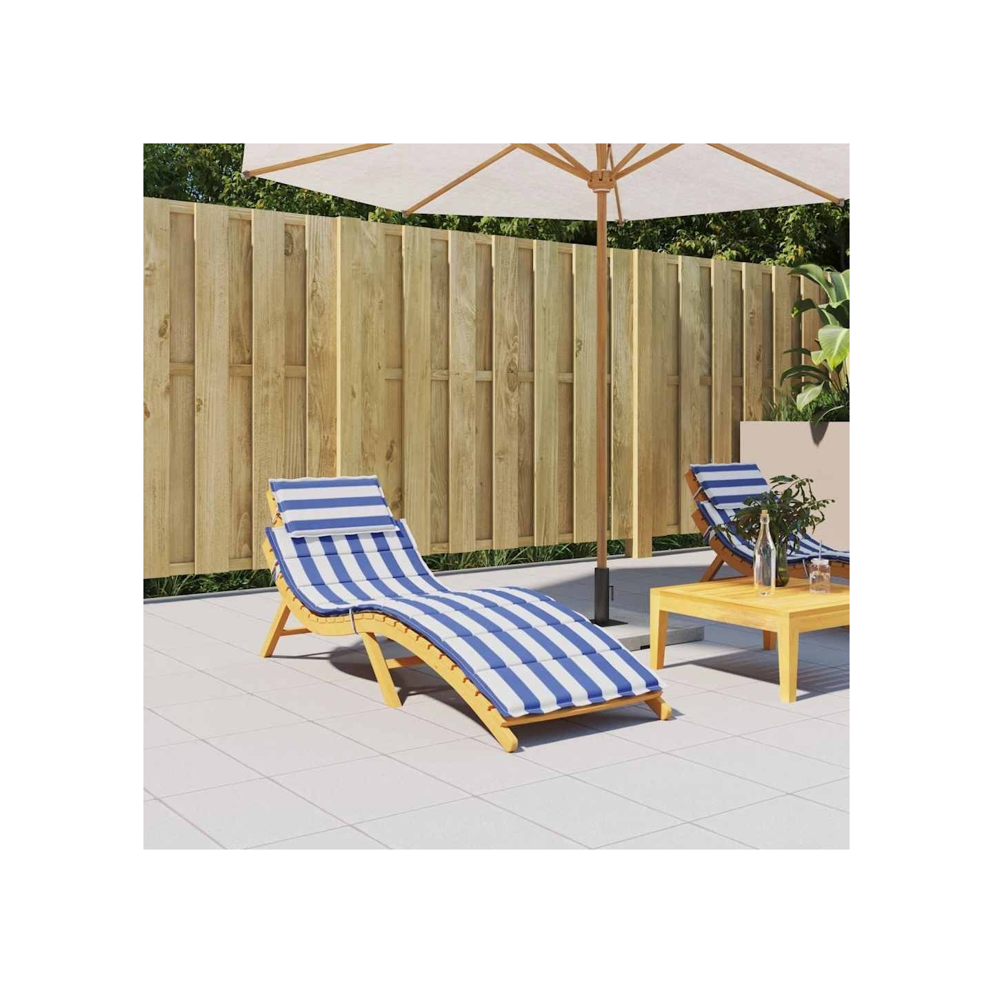 Coussin de chaise longue rayures bleues/blanches tissu oxford
