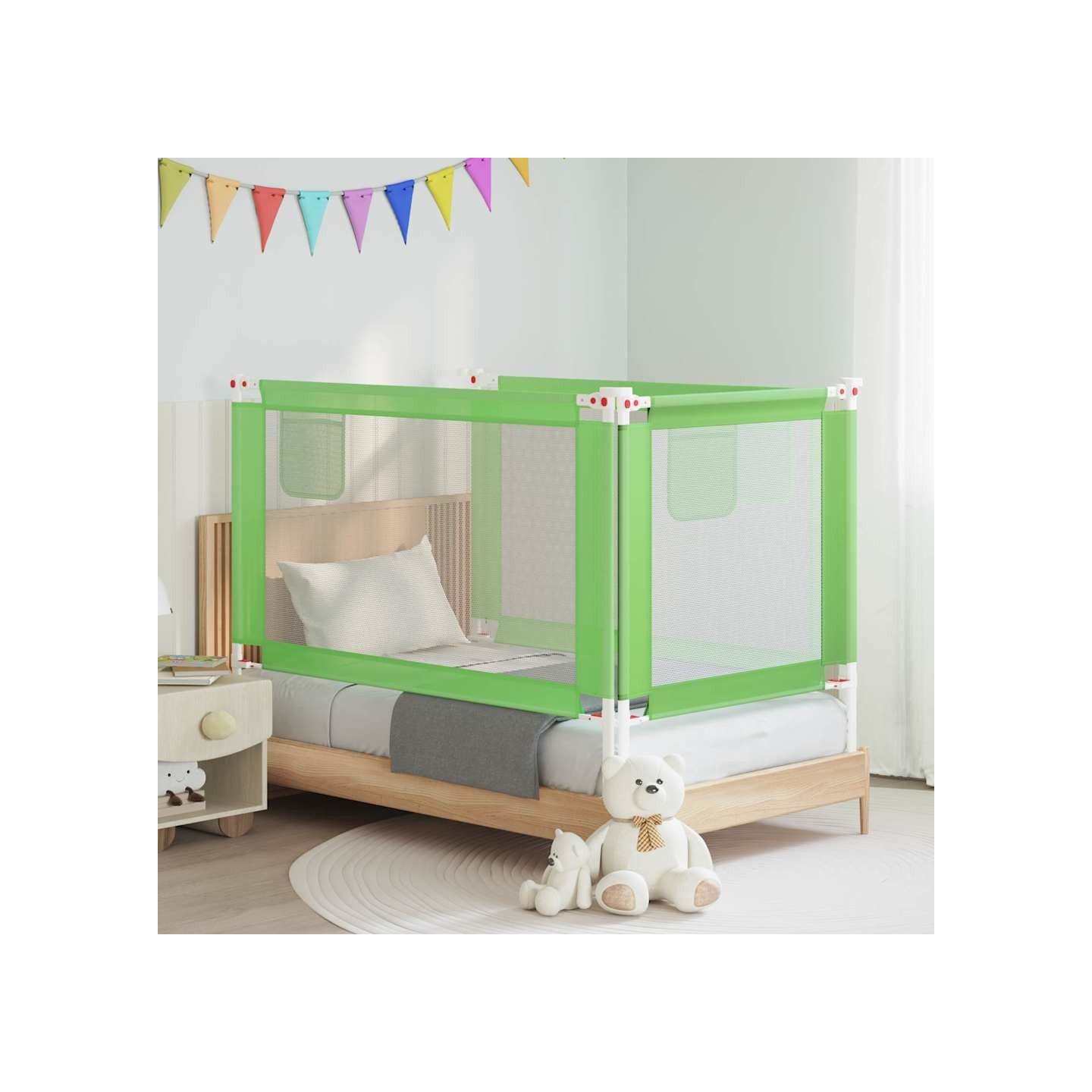 Barrière de sécurité de lit d'enfant Vert 140x25 cm Tissu