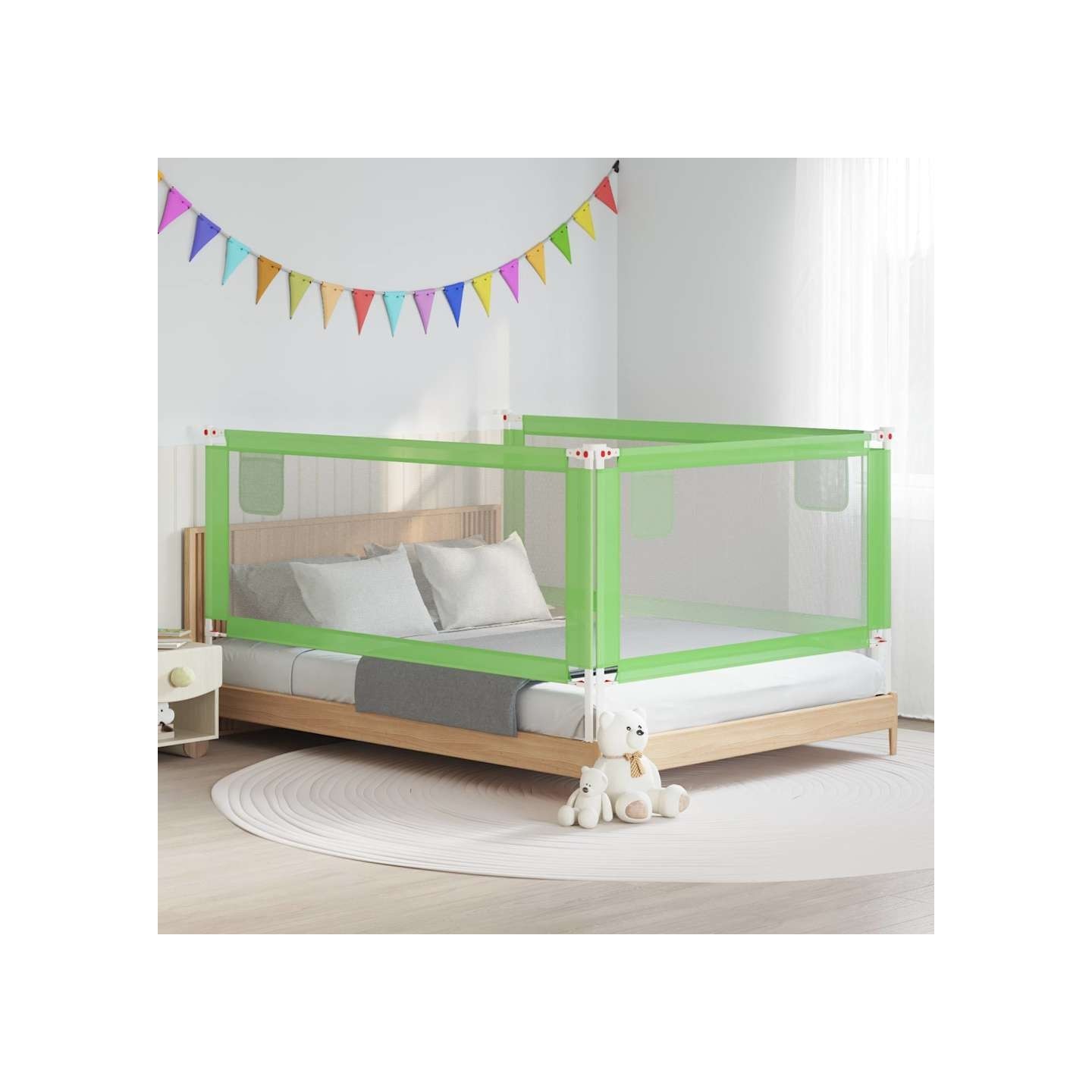 Barrière de sécurité de lit d'enfant Vert 200x25 cm Tissu
