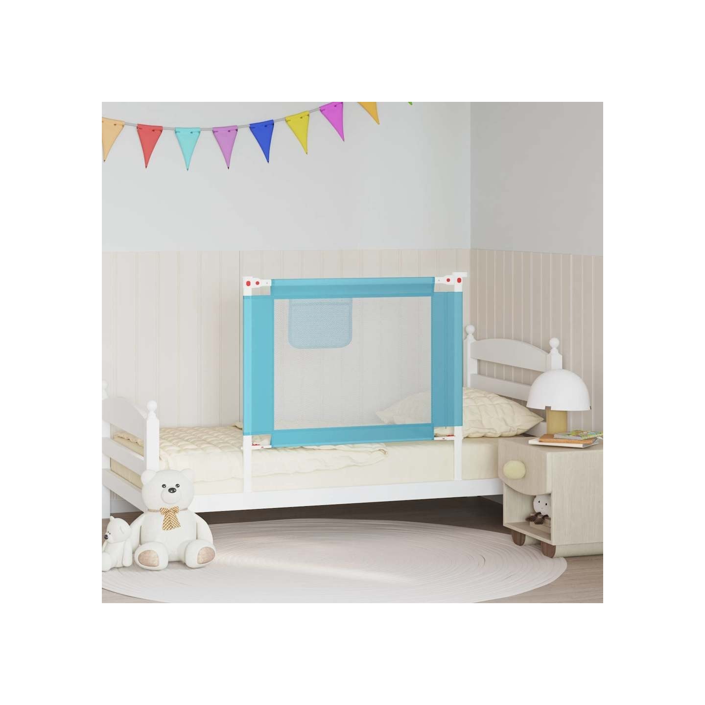 Barrière de sécurité de lit enfant Bleu 90x25 cm Tissu