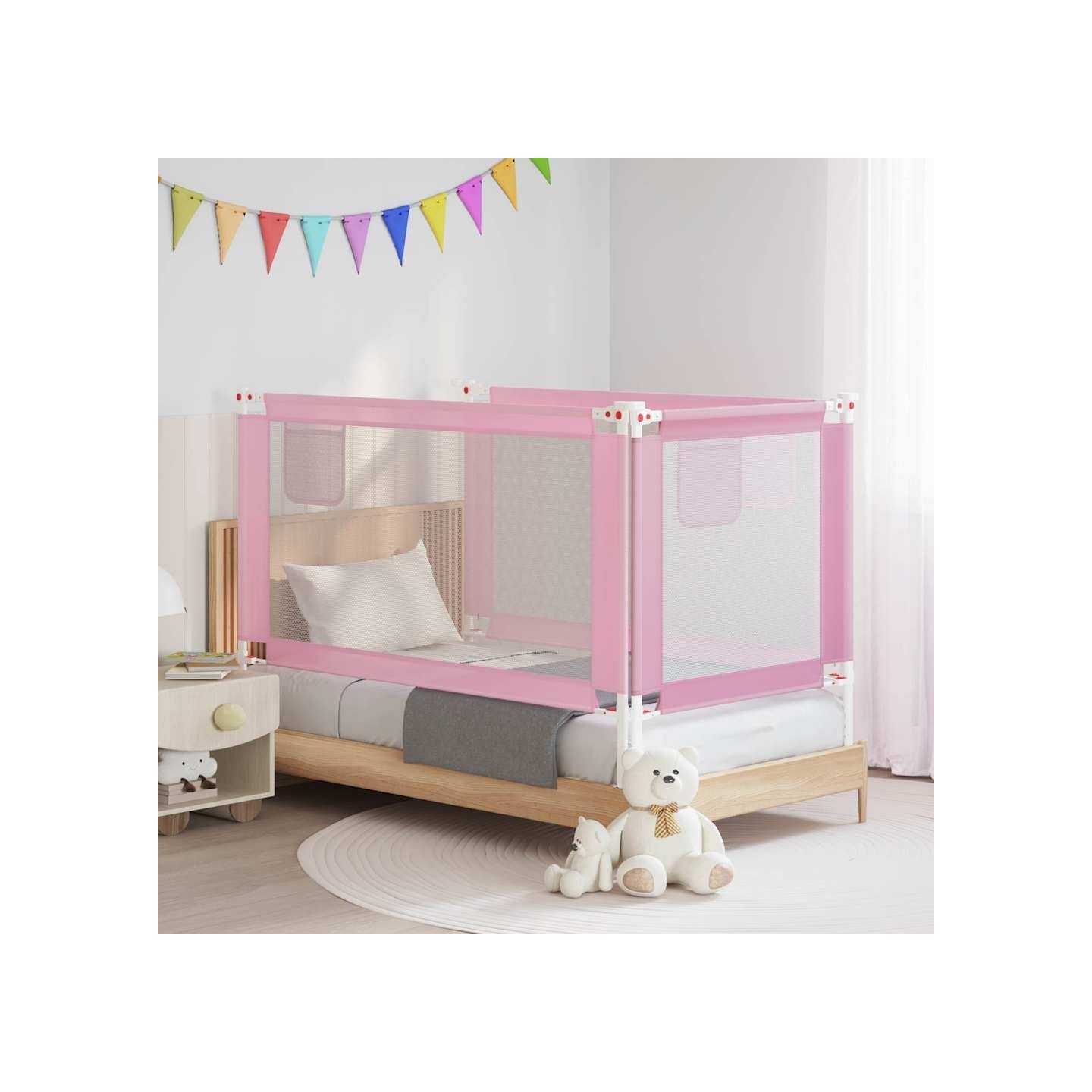 Barrière de sécurité de lit d'enfant Rose 150x25 cm Tissu