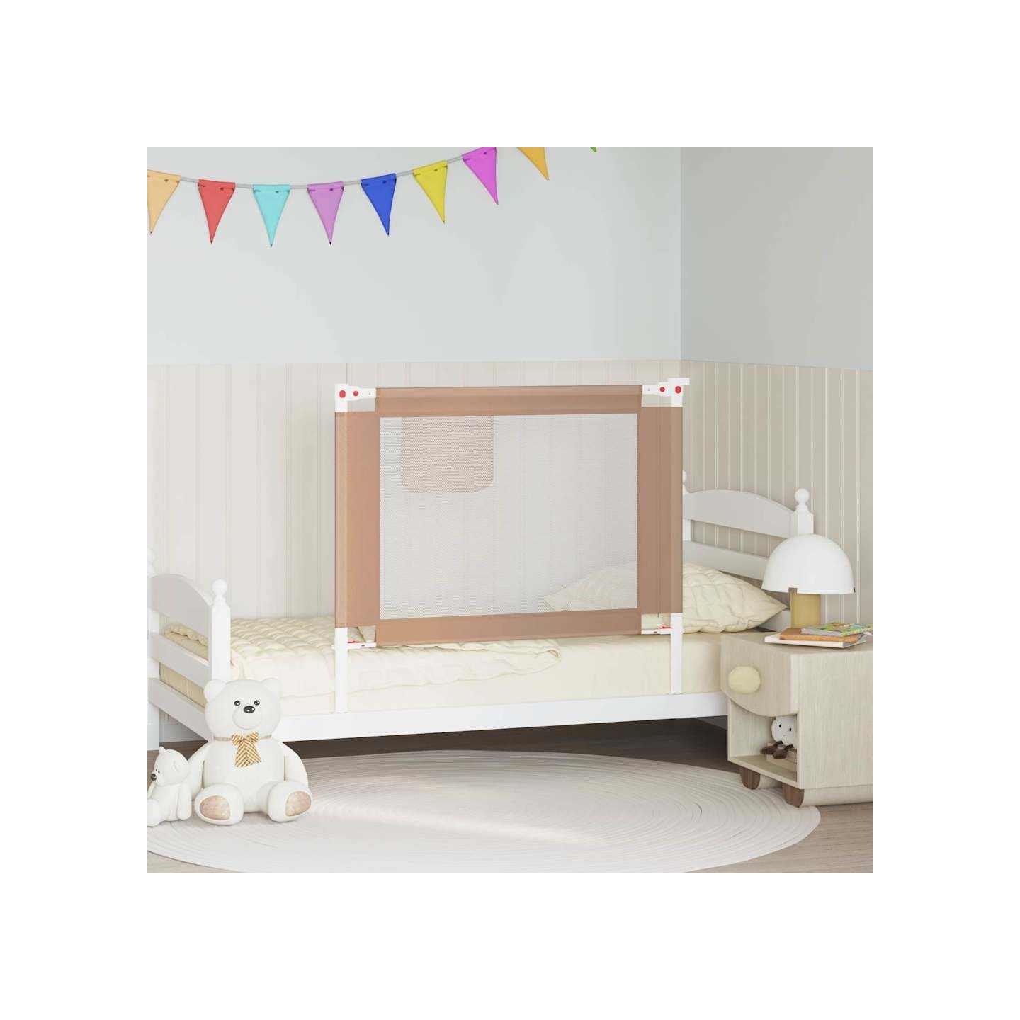Barrière de sécurité de lit d'enfant Taupe 100x25 cm Tissu