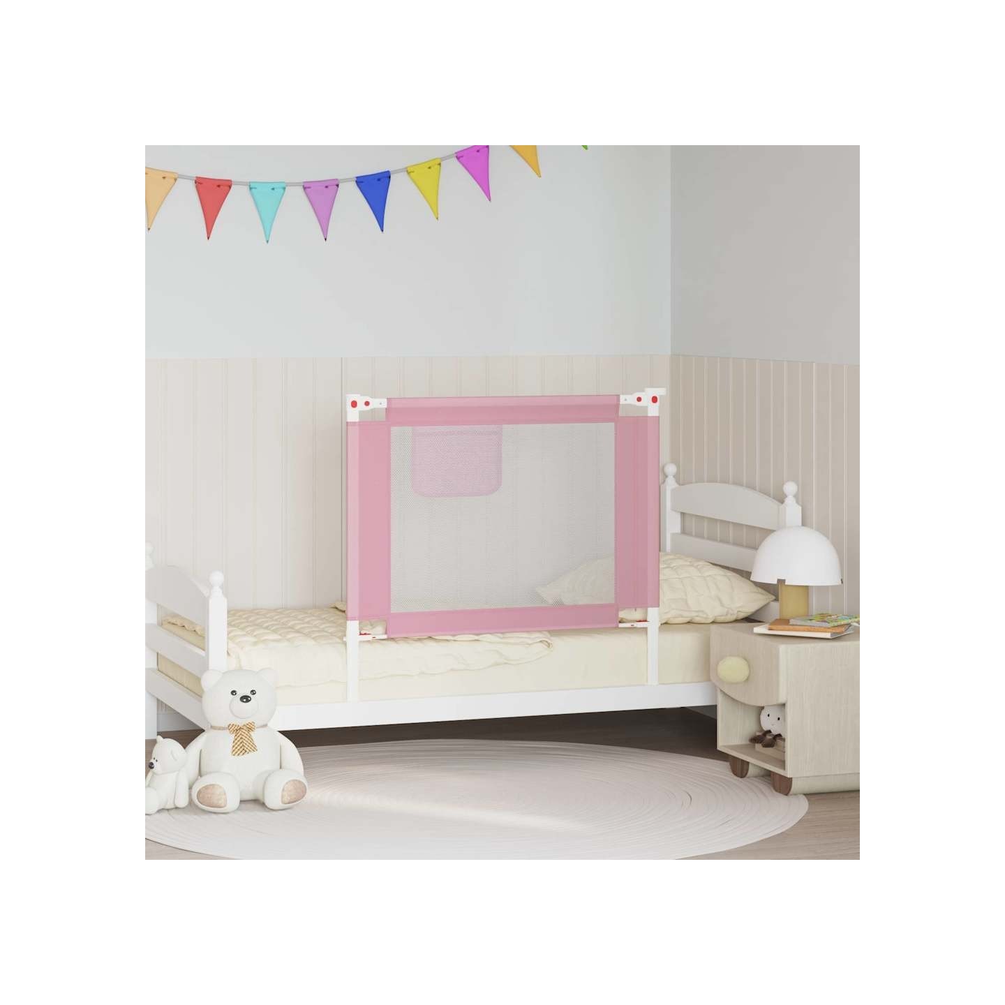 Barrière de sécurité de lit enfant Rose 90x25 cm Tissu