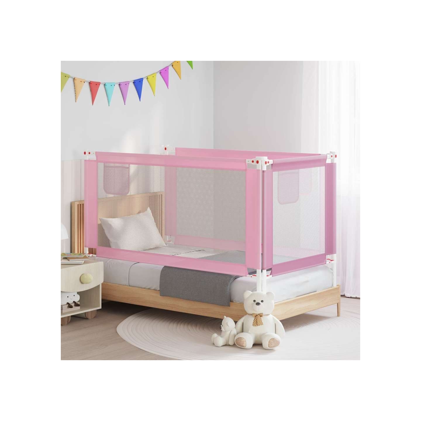 Barrière de sécurité de lit d'enfant Rose 160x25 cm Tissu