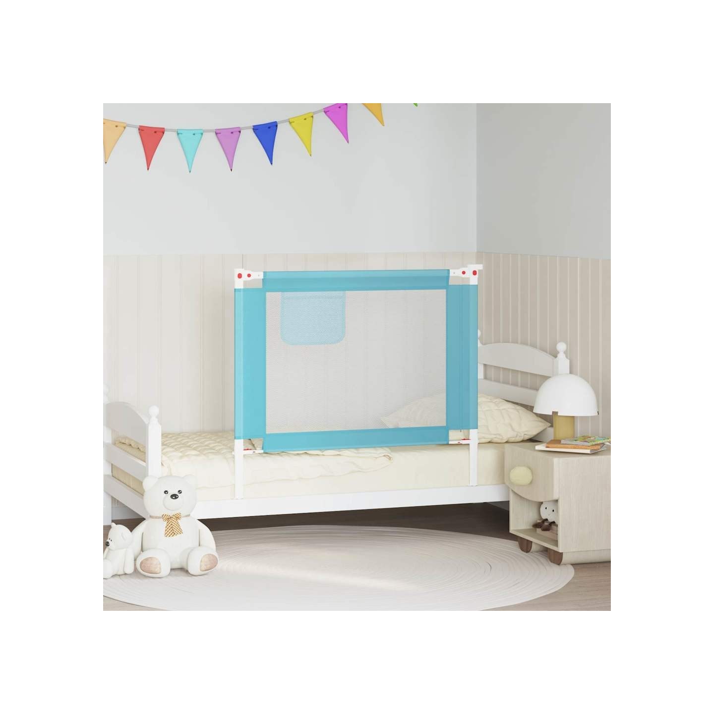 Barrière de sécurité de lit d'enfant Bleu 100x25 cm Tissu