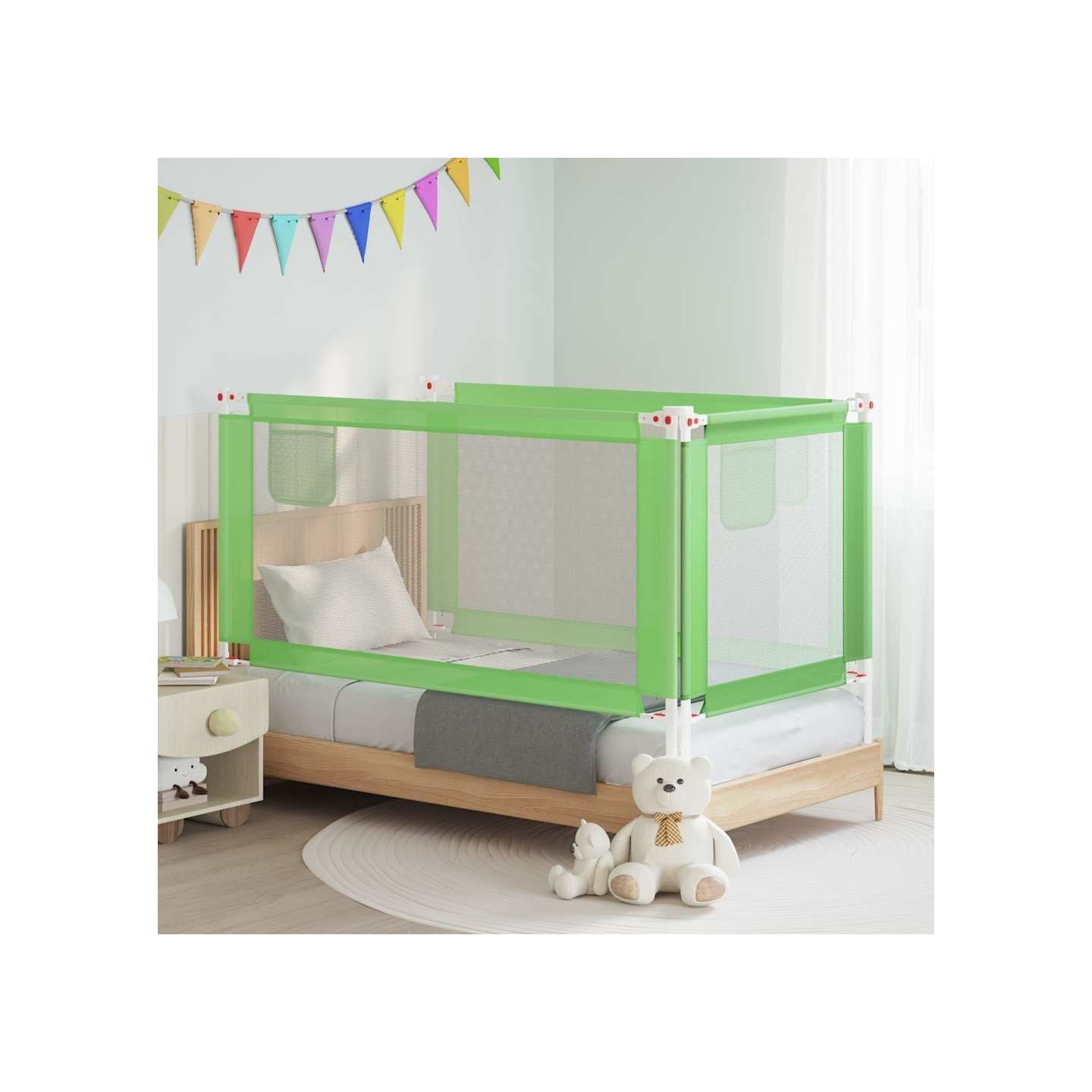 Barrière de sécurité de lit d'enfant Vert 160x25 cm Tissu