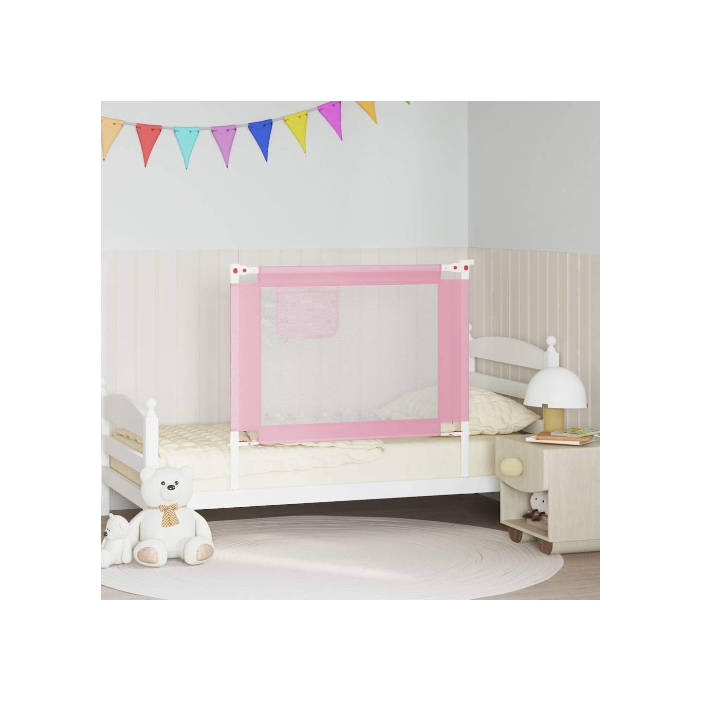Barrière de sécurité de lit d'enfant Rose 100x25 cm Tissu