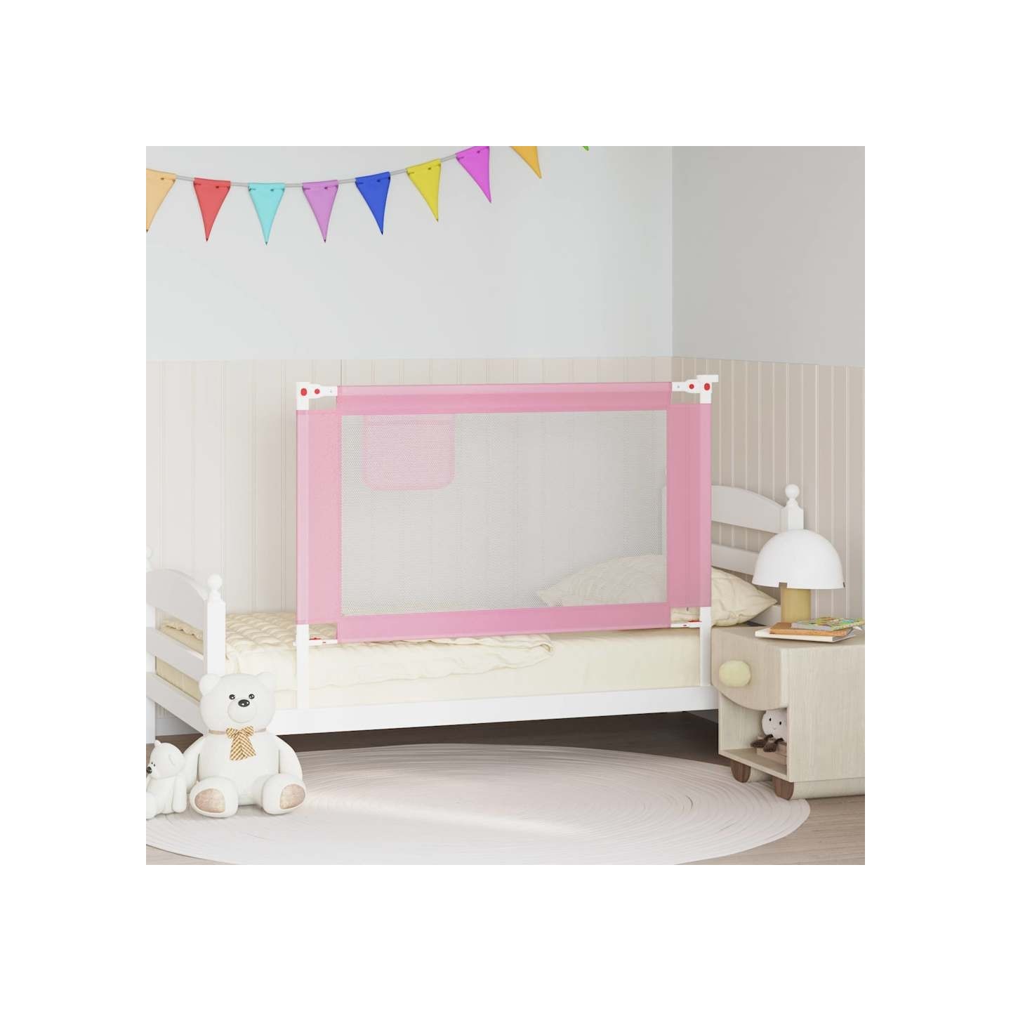 Barrière de sécurité de lit d'enfant Rose 120x25 cm Tissu