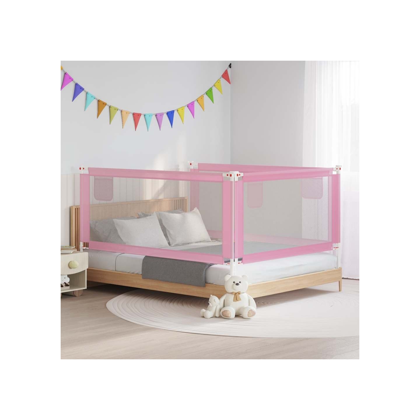 Barrière de sécurité de lit d'enfant Rose 190x25 cm Tissu