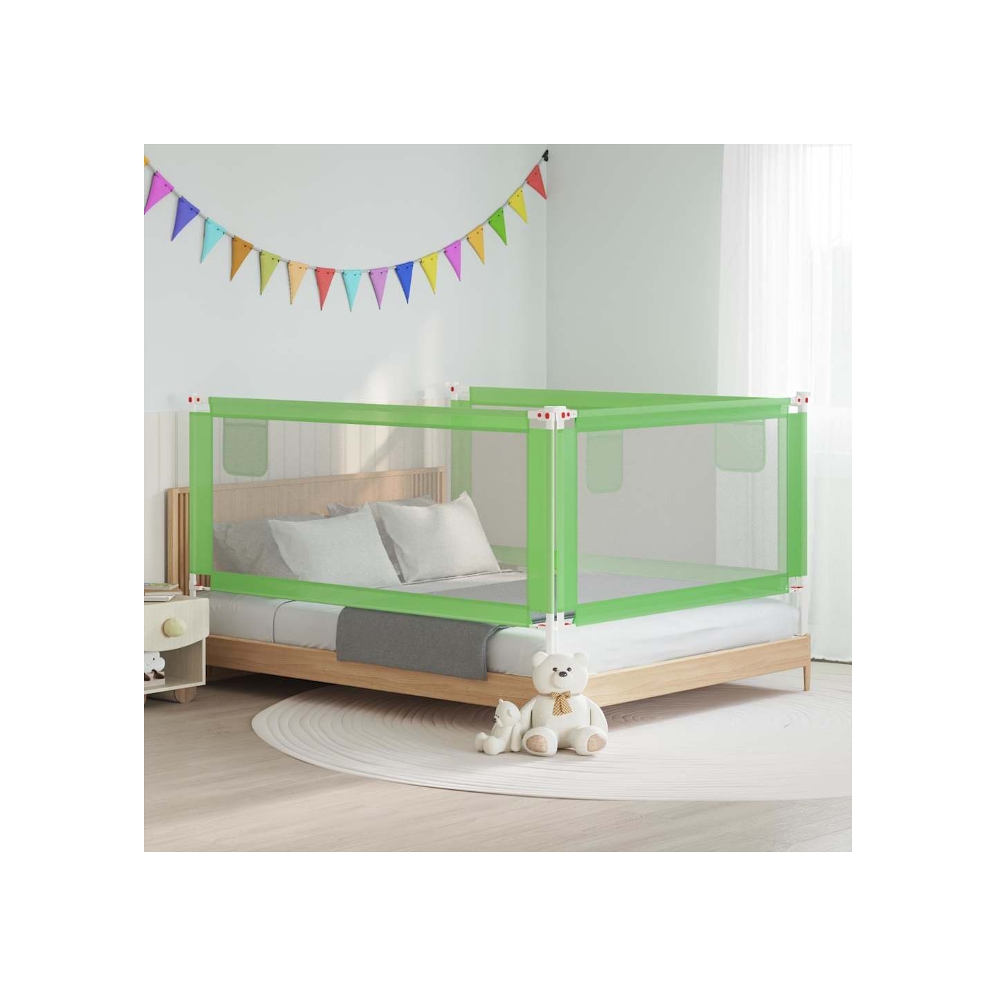 Barrière de sécurité de lit d'enfant Vert 190x25 cm Tissu