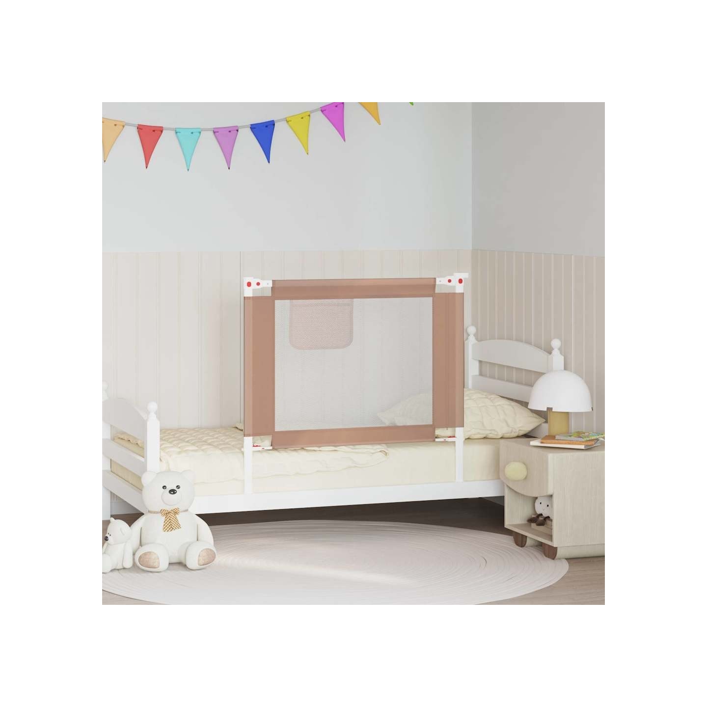 Barrière de sécurité de lit enfant Taupe 90x25 cm Tissu