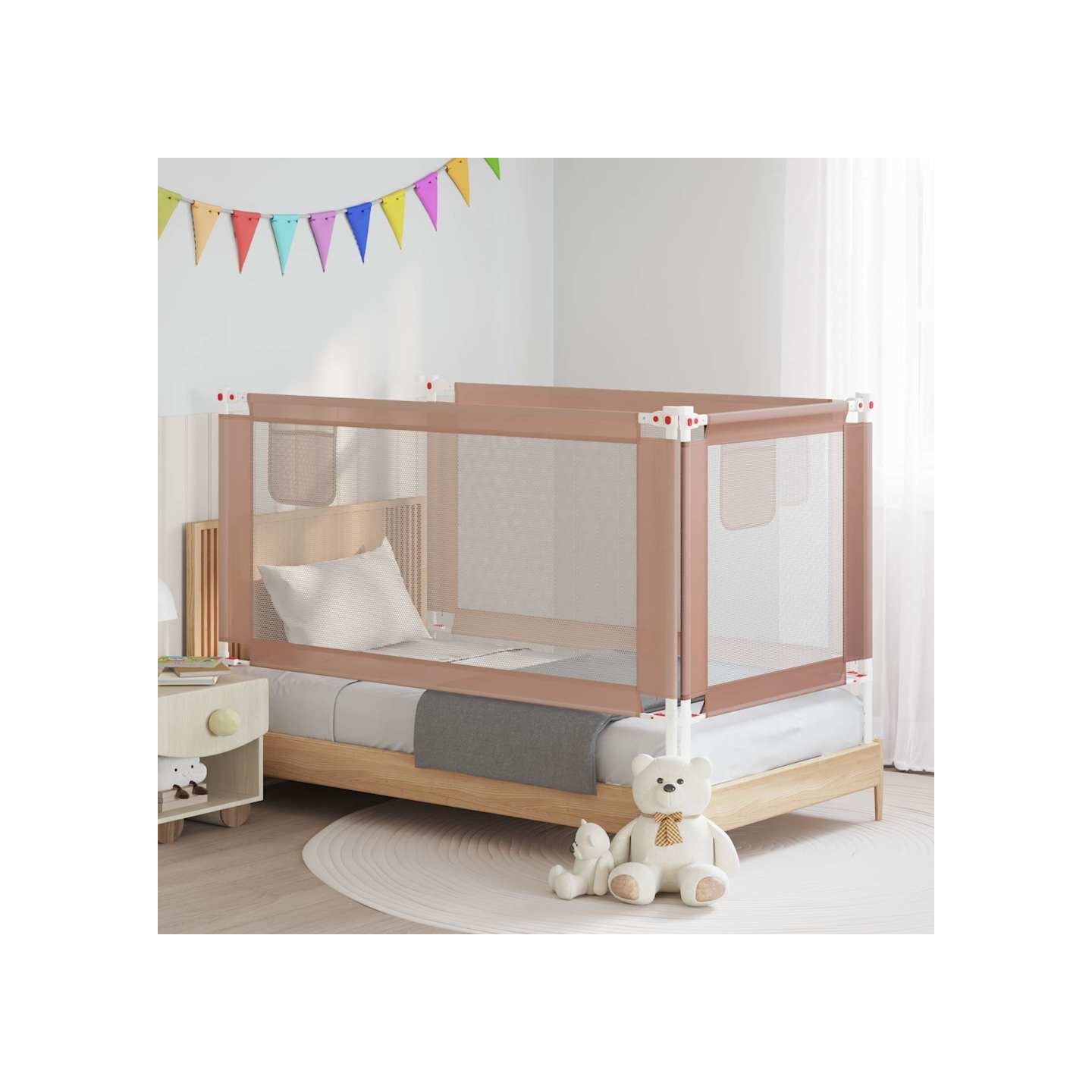 Barrière de sécurité de lit d'enfant Taupe 160x25 cm Tissu