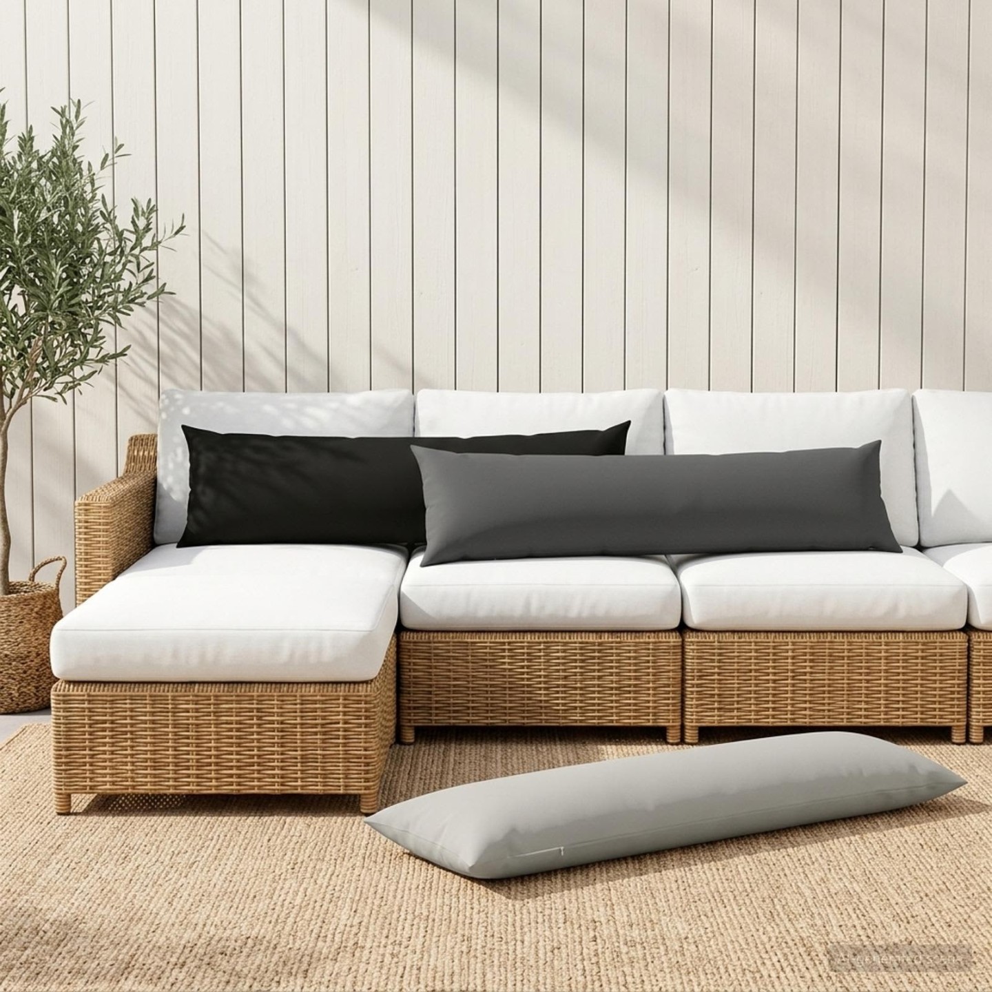 Coussin avec oreiller HEERLEN Noir 40 x 145 cm Polyester