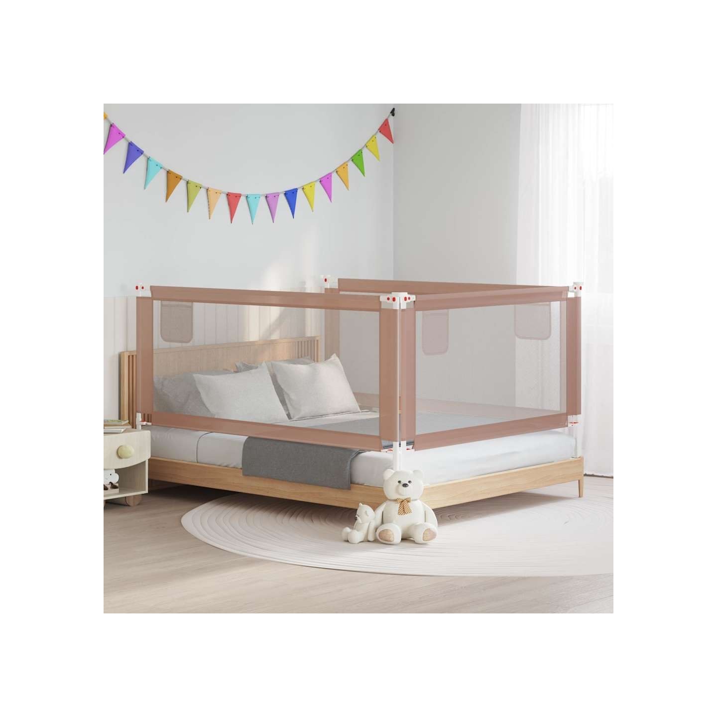Barrière de sécurité de lit d'enfant Taupe 190x25 cm Tissu