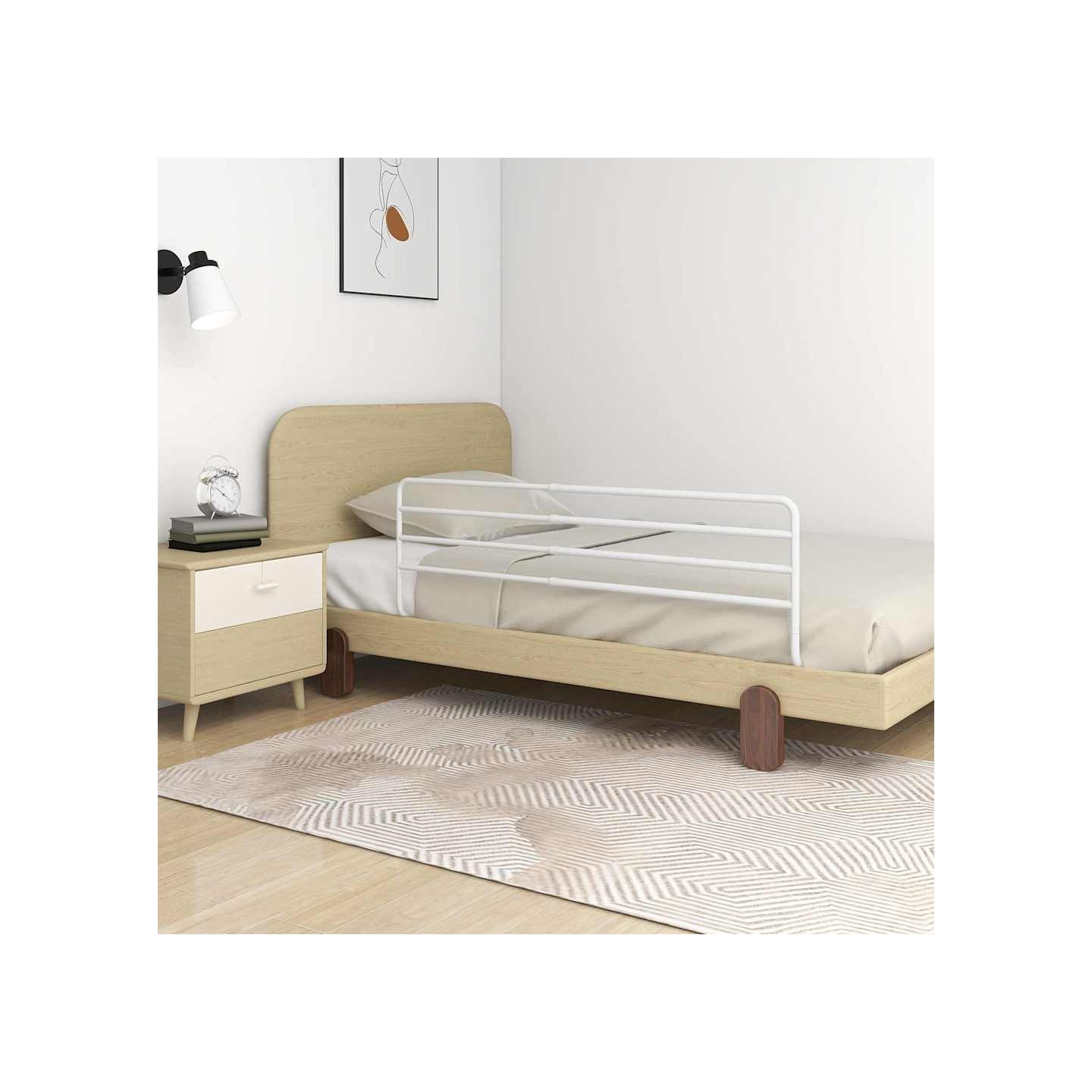 Barrière de sécurité de lit d'enfant Blanc (76-137)x55 cm Fer