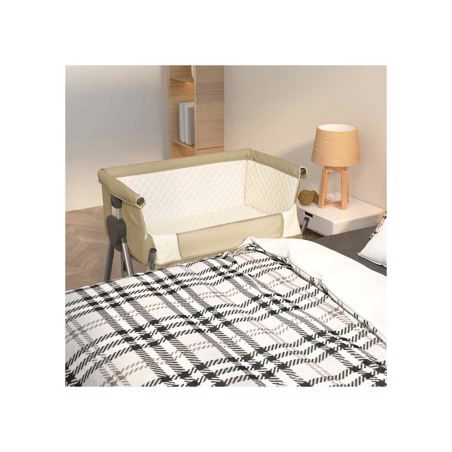 Lit pour bébé avec matelas Taupe Tissu de lin