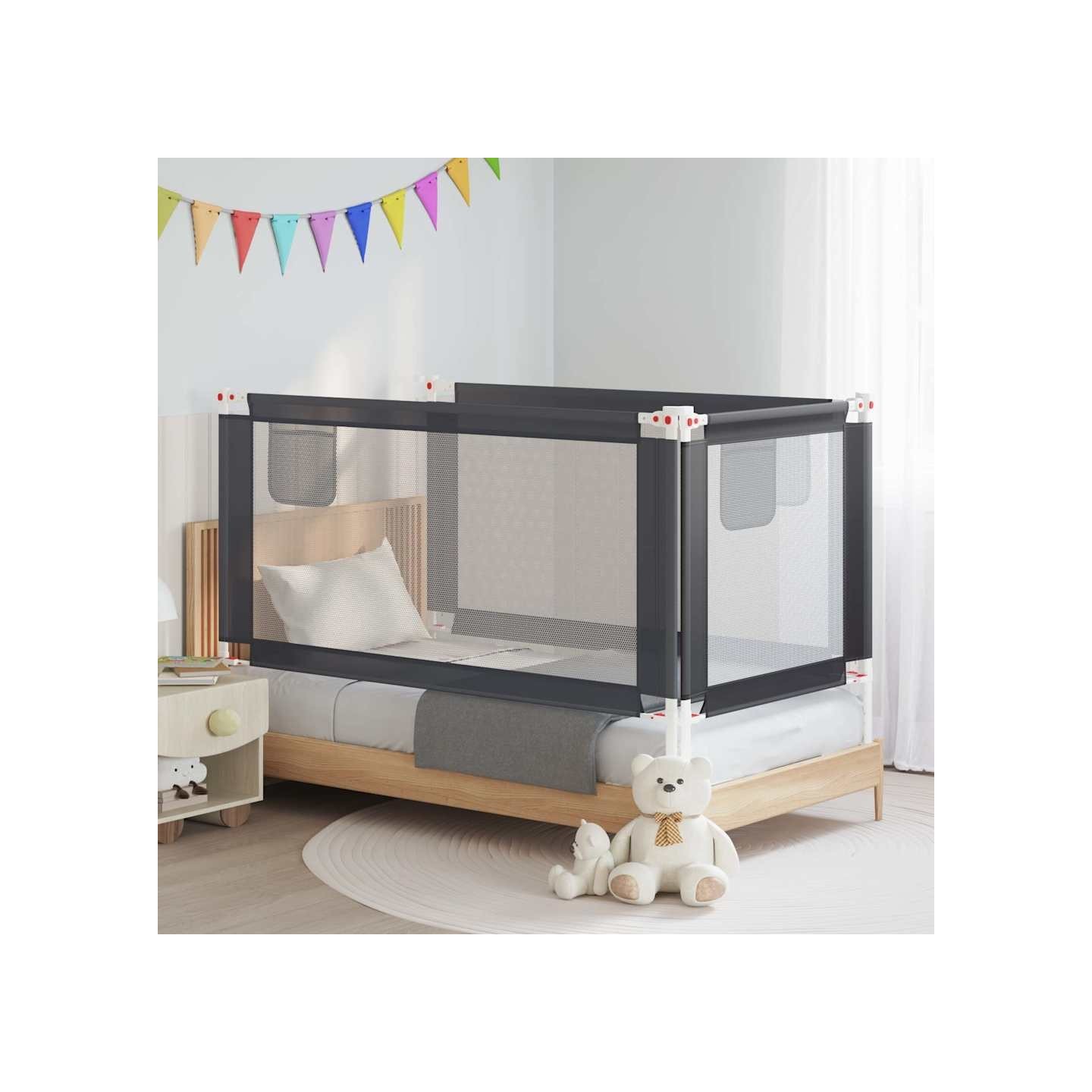 Barrière de sécurité de lit d'enfant Gris foncé 160x25 cm Tissu