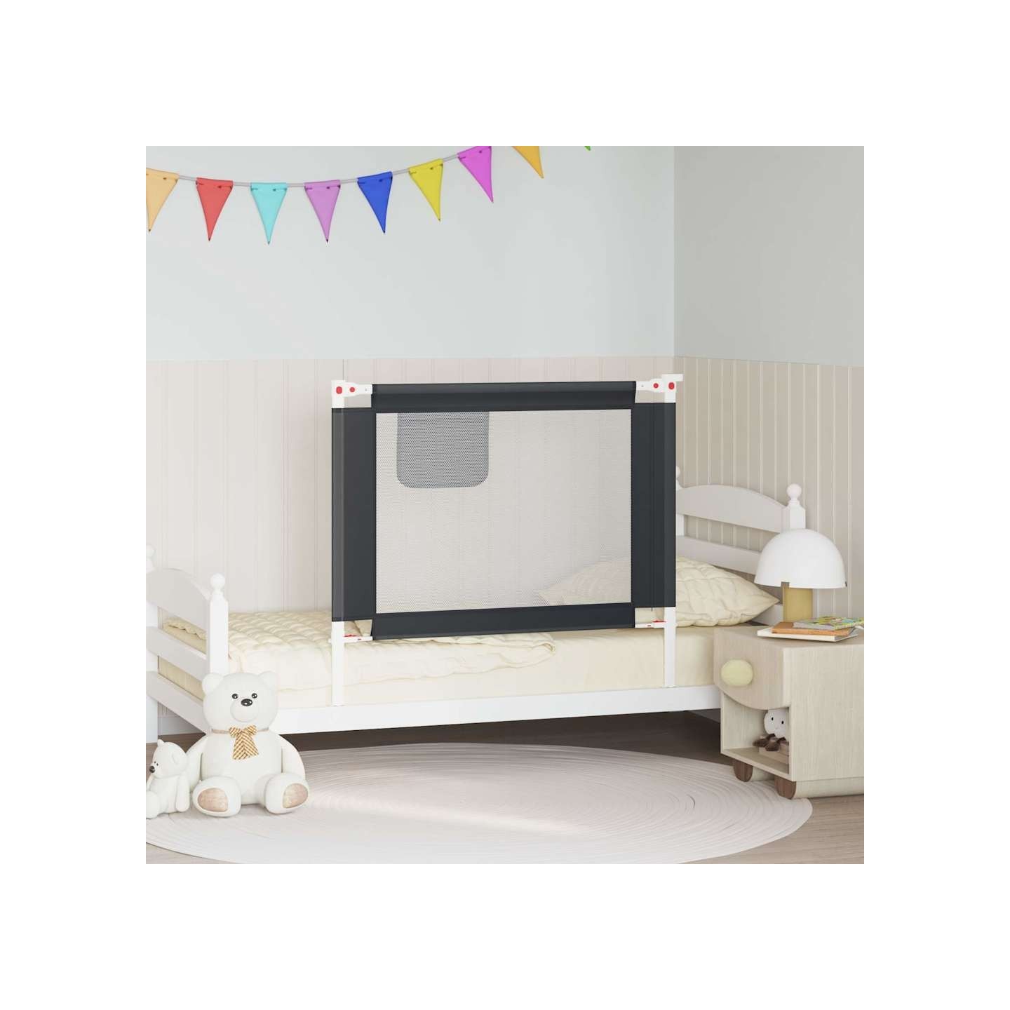 Barrière de sécurité de lit d'enfant Gris foncé 100x25 cm Tissu