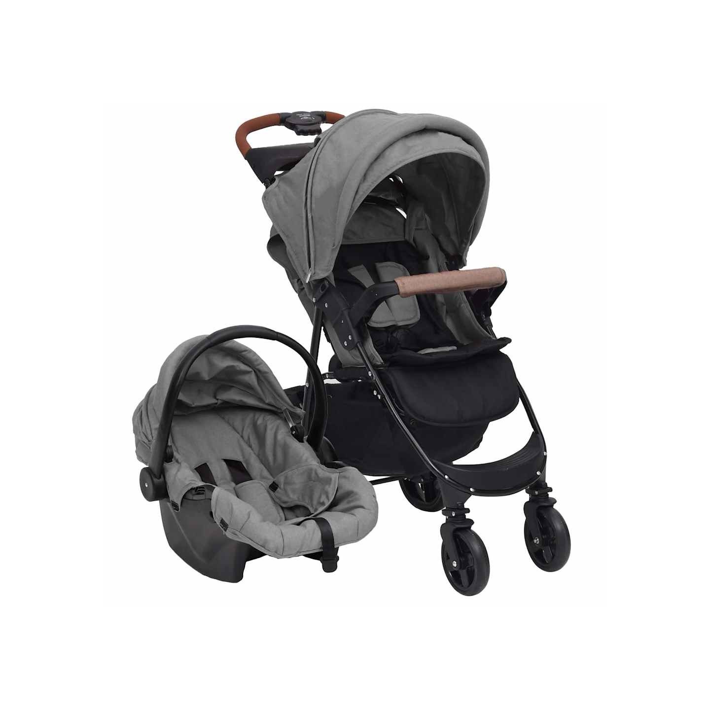 Poussette pour bébé 3-en-1 Gris clair Acier